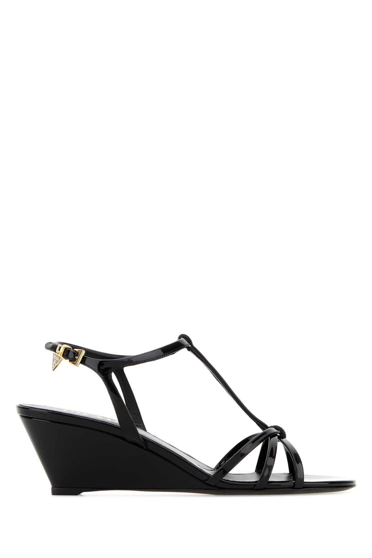 Prada Black Leather Sandals Size US 7 / IT 37 - 1 Thumbnail