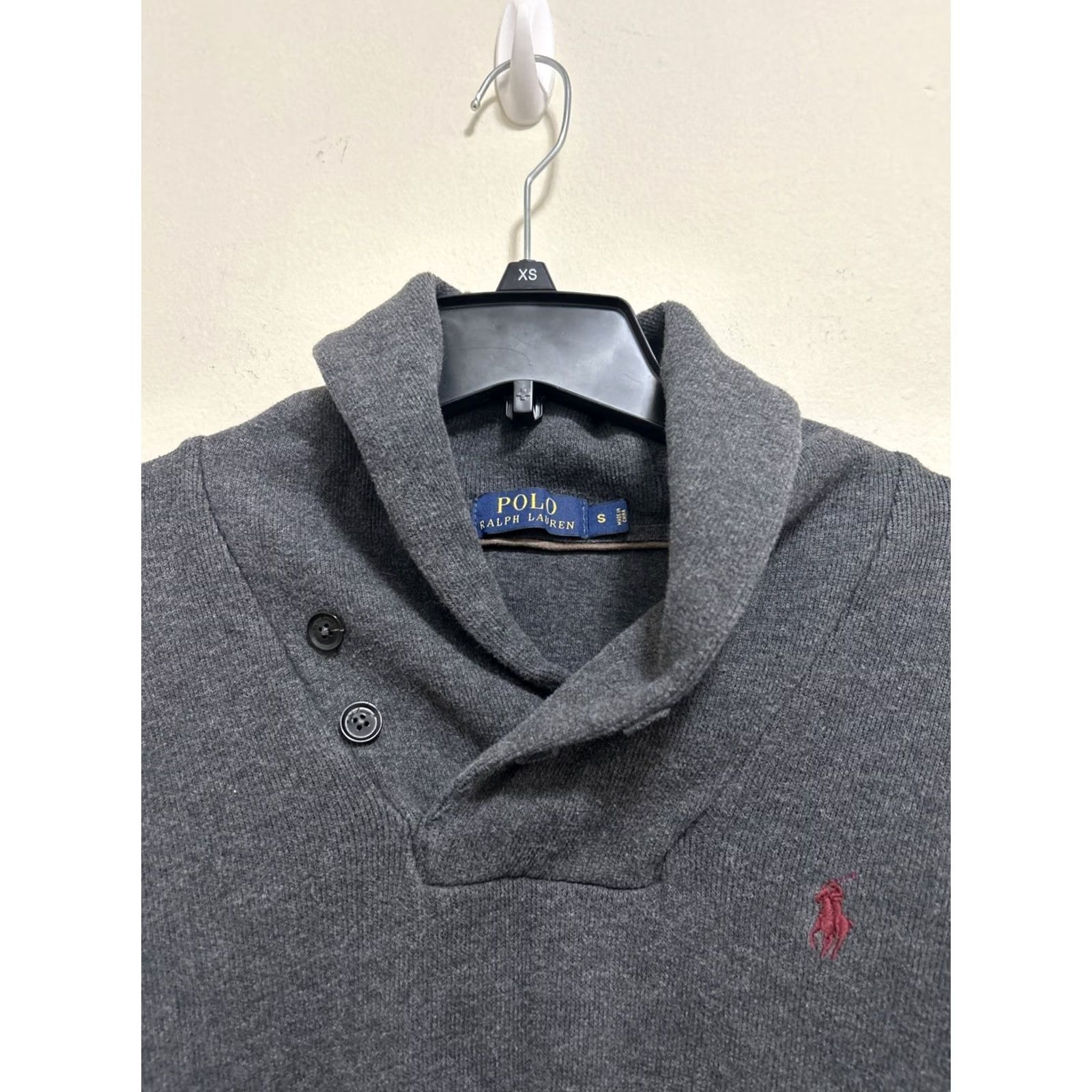 Polo Ralph Lauren Polo Ralph Lauren Sweater Mens S Gray Shawl Collar Leather Elbow Patch Logo Embroidered Knit Long Sleeve Pullover Cardigan Size US S / EU 44-46 / 1 - 4 Thumbnail