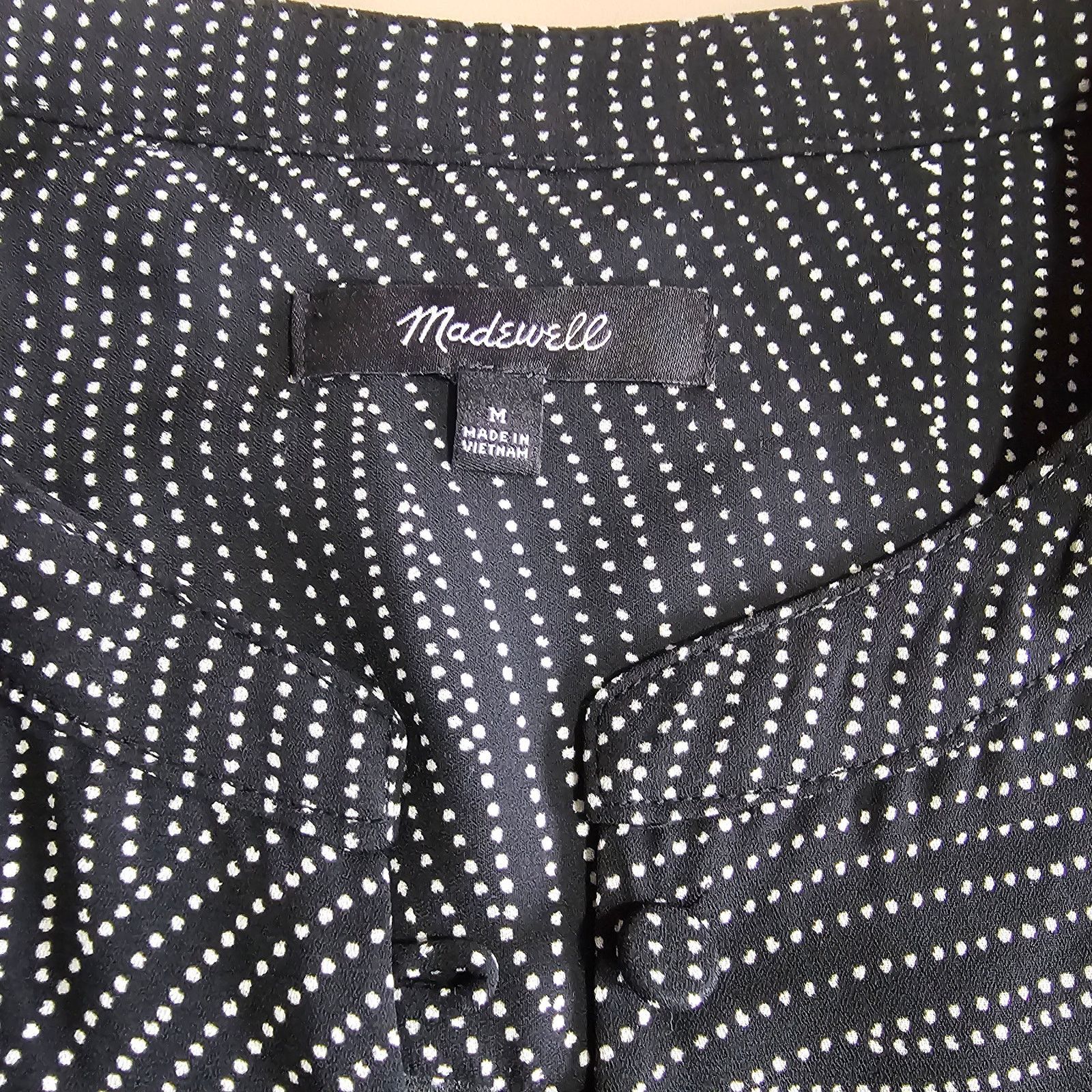 Madewell EUC Madewell Women's Black Tie Waist Midi Dress in Dot M Size M / US 6-8 / IT 42-44 - 14 Thumbnail