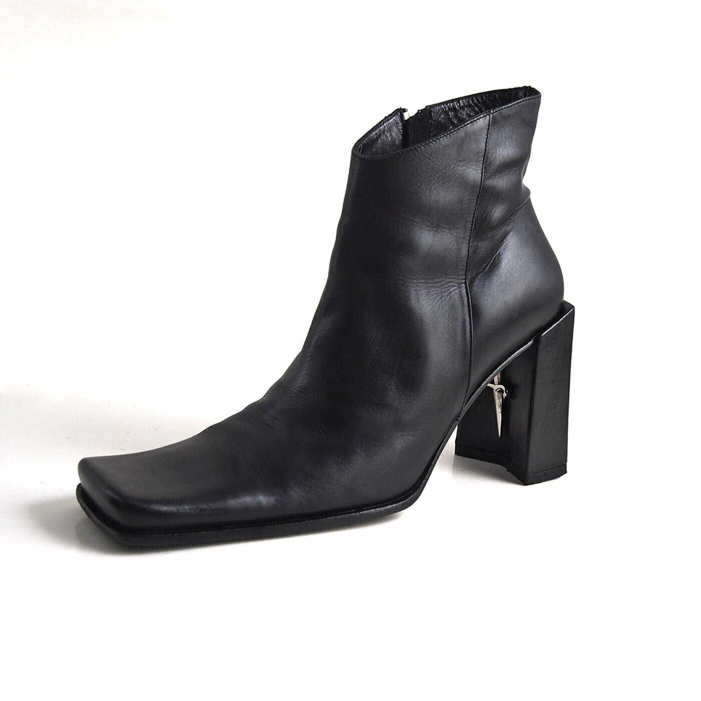 Paciotti Paciotti Square Toe Boots Black Leather Size US 6 EU 36 $660 Size US 6 / IT 36 - 1 Thumbnail