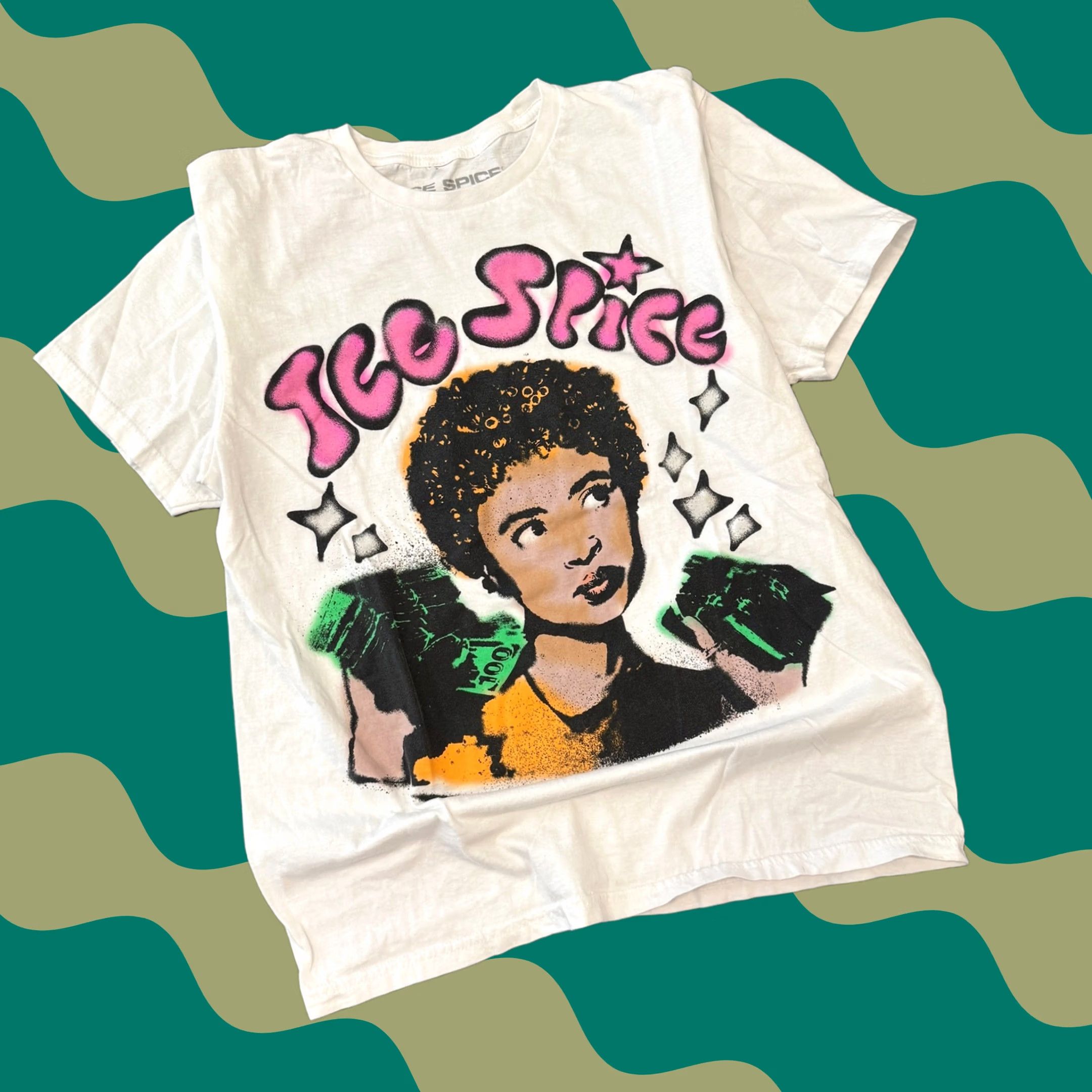 Vintage VINTAGE Ice Spice Rap Graphic Airbrush White Short Sleeve Tee Medium Women Size 32" / US 10 / IT 46 - 1 Thumbnail