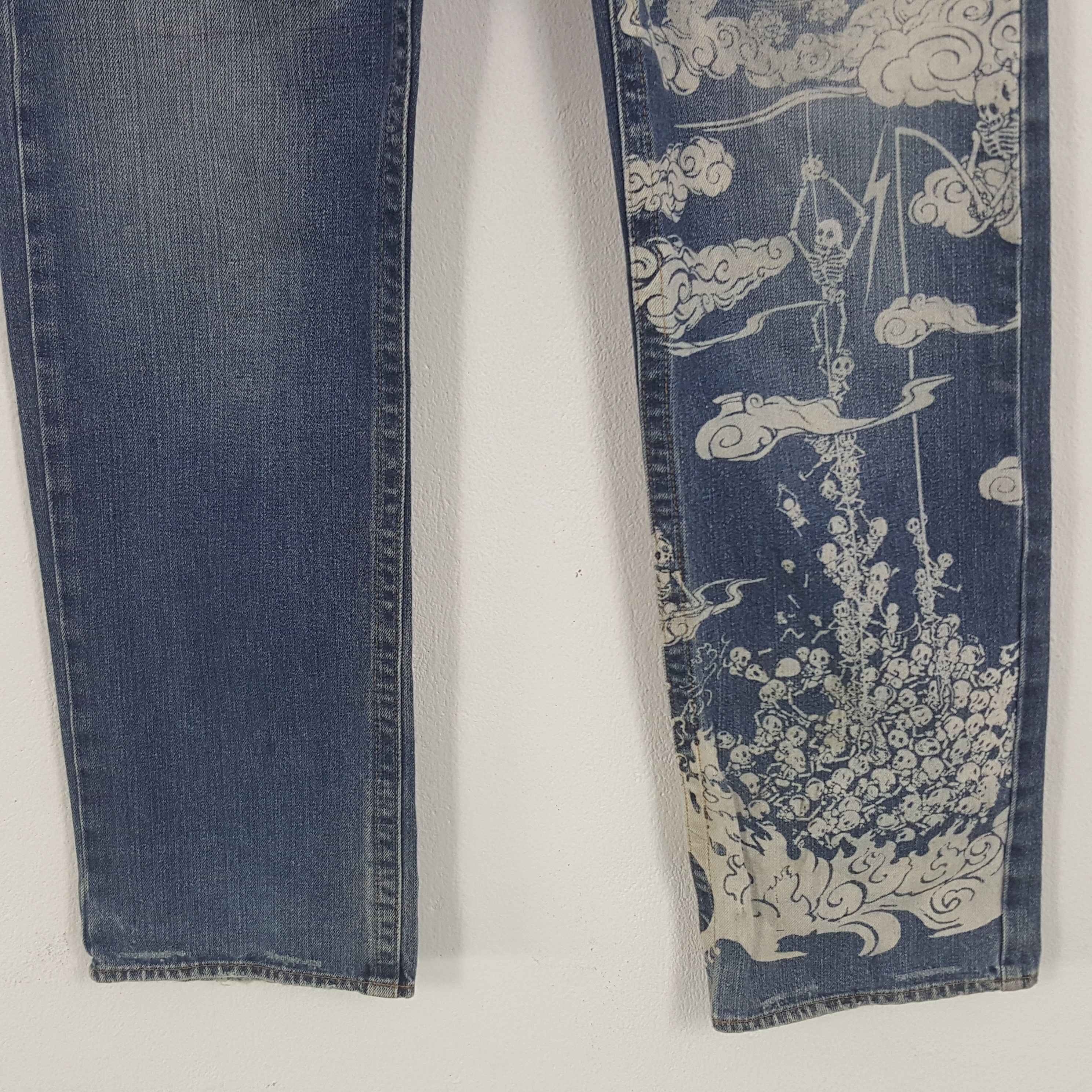 Japanese Brand × Vintage Vintage Skeleton Style Art Japan Skulls Denim Jeans Size US 36 / EU 52 - 3 Thumbnail