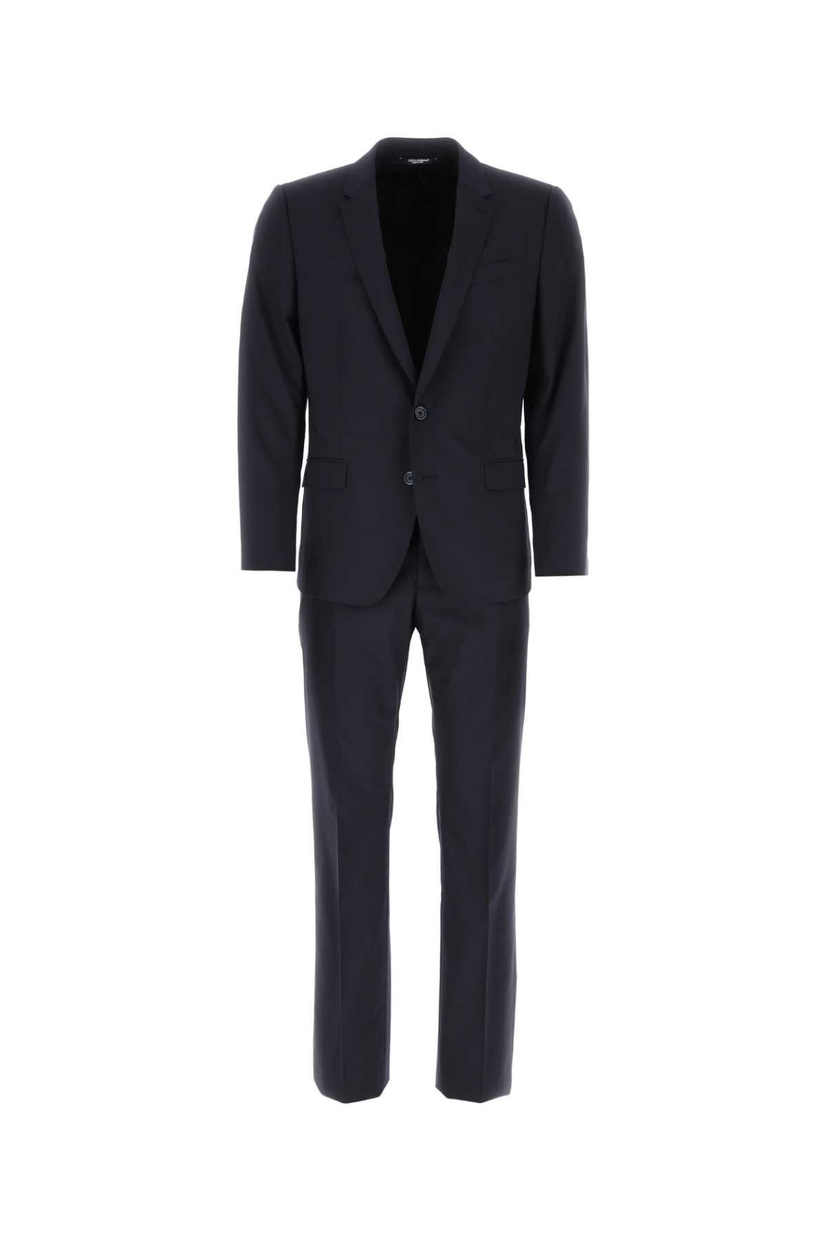 image of Dolce Gabbana Navy Blue Light Wool Martini Suit, Men's (Size Small)