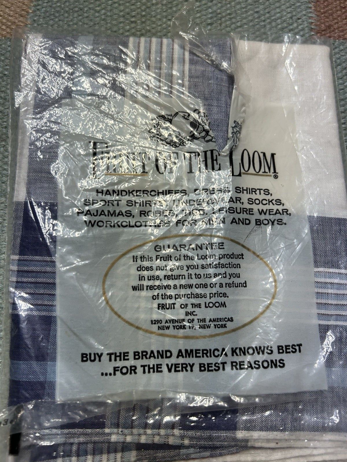 Vintage Vtg 60s fruit of the loom handkerchiefs 8 pack plaid cotton Size ONE SIZE - 6 Thumbnail