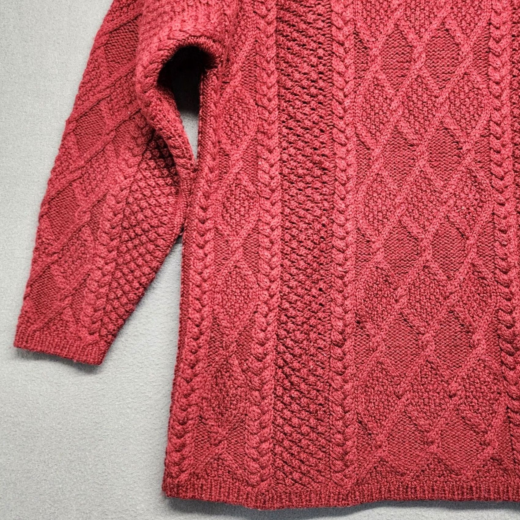 J.Crew J. Crew Cable Knit Turtleneck Sweater Womens Large 100% Wool Burgundy Fisherman Pullover Swing Knit Long Sleeve Wool Mens Womens Girls Boys Size L / US 10 / IT 46 - 7 Thumbnail