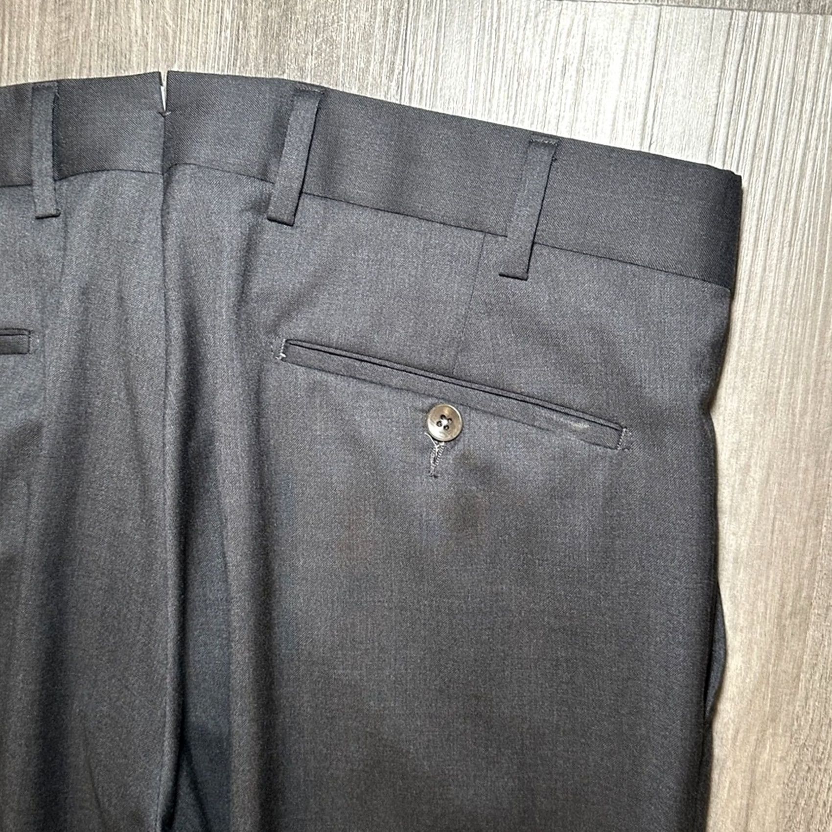 Vintage Ballin Dress Pants Men 35 Wool Charcoal 32in Inseam MS8503 - Made in Italy Four Seasons Super 130s Trouser Size US 35 - 5 Thumbnail
