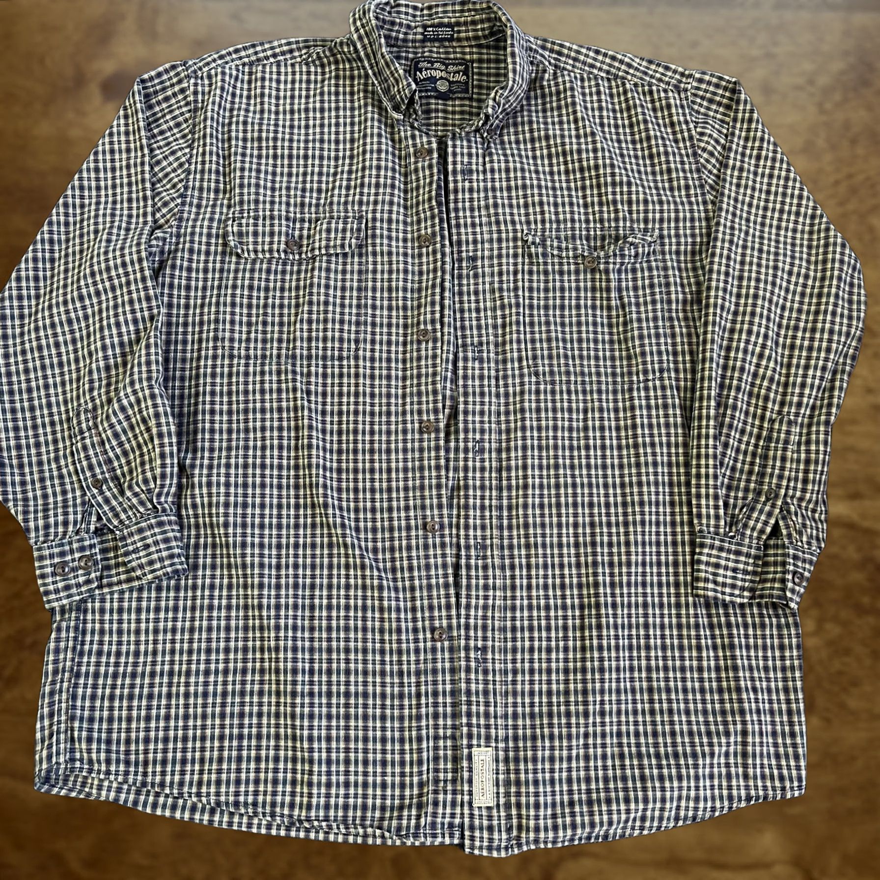 Aeropostale VINTAGE Aeropostale Shirt Mens L Blue Plaid Button Front Long Sleeve Cotton Size US L / EU 52-54 / 3 - 1 Thumbnail