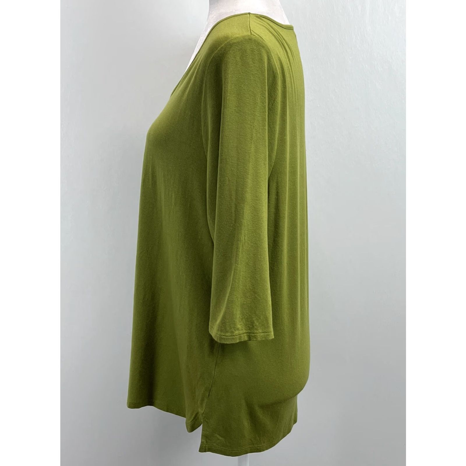 J. Jill J. Jill Wearever Tunic Shirt Womens Medium Green 3/4 Sleeve Jersey Stretch Size M / US 6-8 / IT 42-44 - 2 Thumbnail