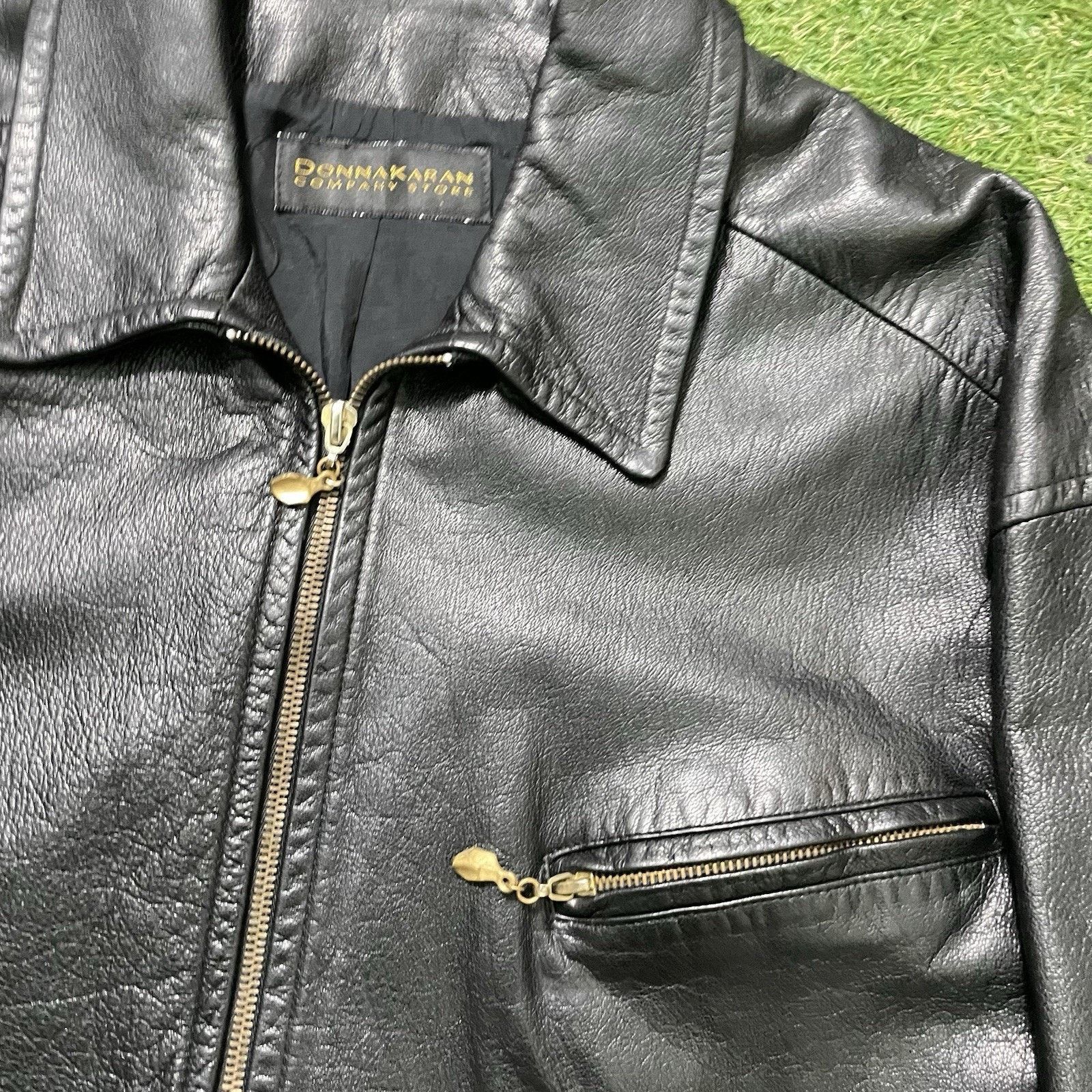 Donna Karan Biker Jacket S Black Soft Full Leather Moto, Women's — image 3 of 6
