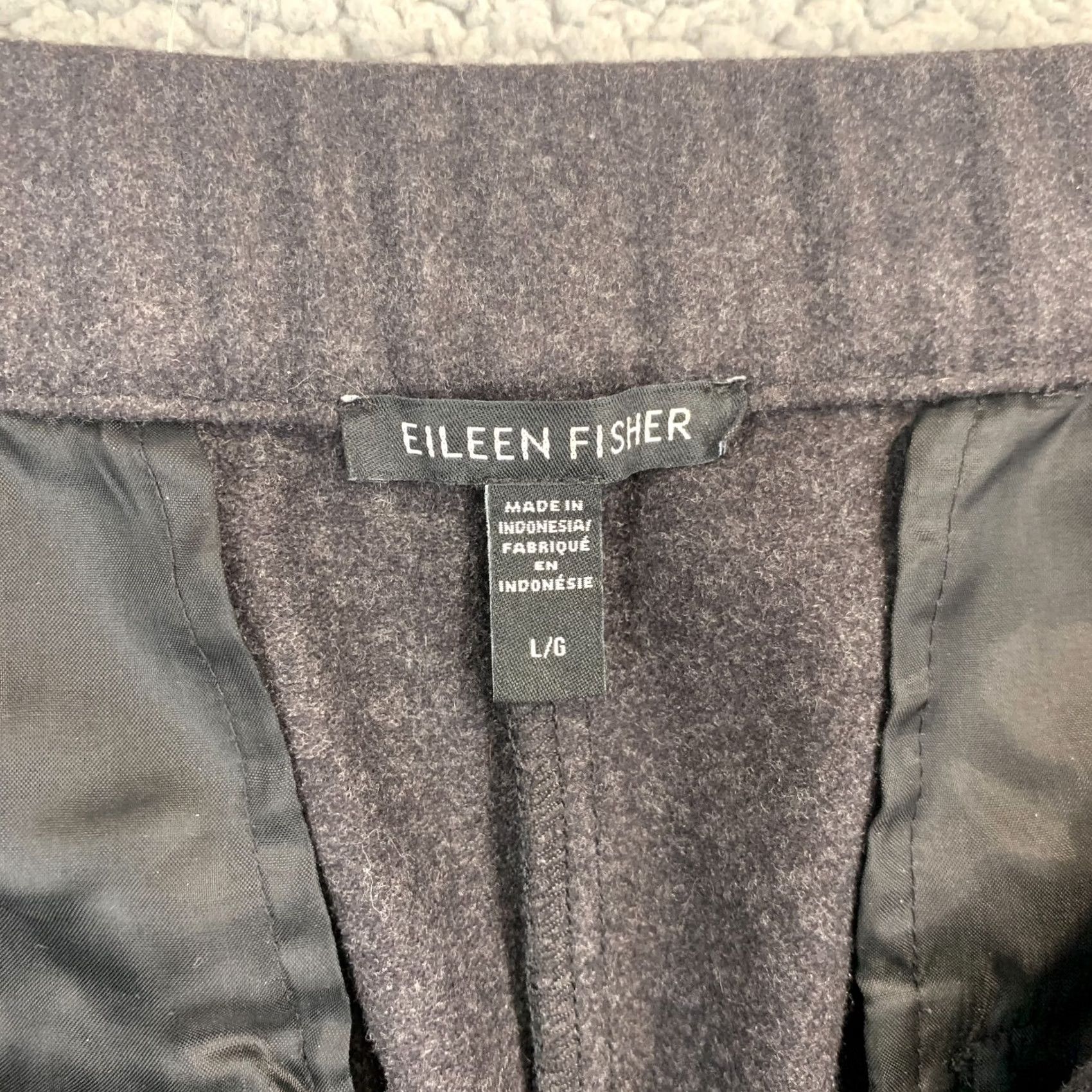 Eileen Fisher Eileen Fisher Black 100% Wool Elastic Waist Crop Wide-Leg Pants w/Pockets-Size L Womens Size 36" / US 14 / IT 50 - 3 Thumbnail