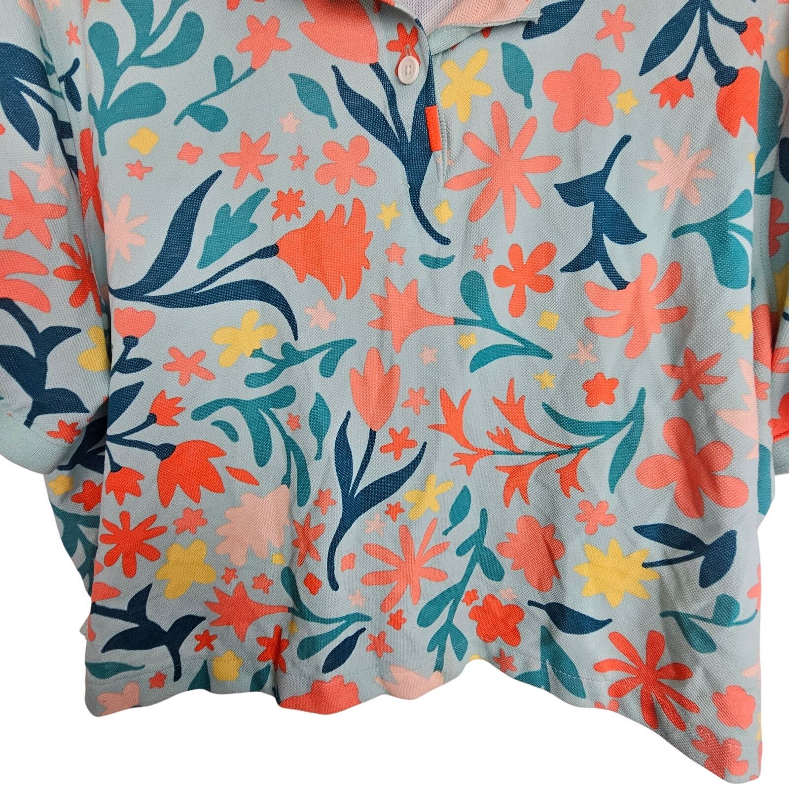 Nike Nike Women Floral Cropped Polo Shirt Dri-Fit Sporty Stretch Size L / US 10 / IT 46 - 3 Thumbnail