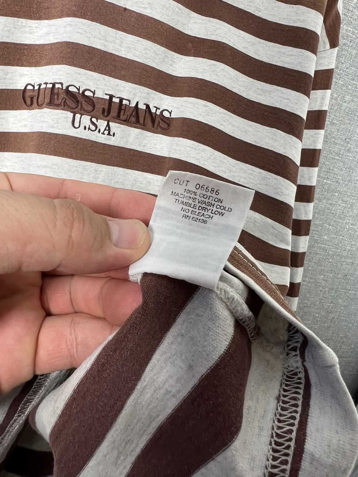 Guess Rare Vintage Guess Jeans USA Striped Long Sleeve Brown/Grey Size US L / EU 52-54 / 3 - 16 Thumbnail
