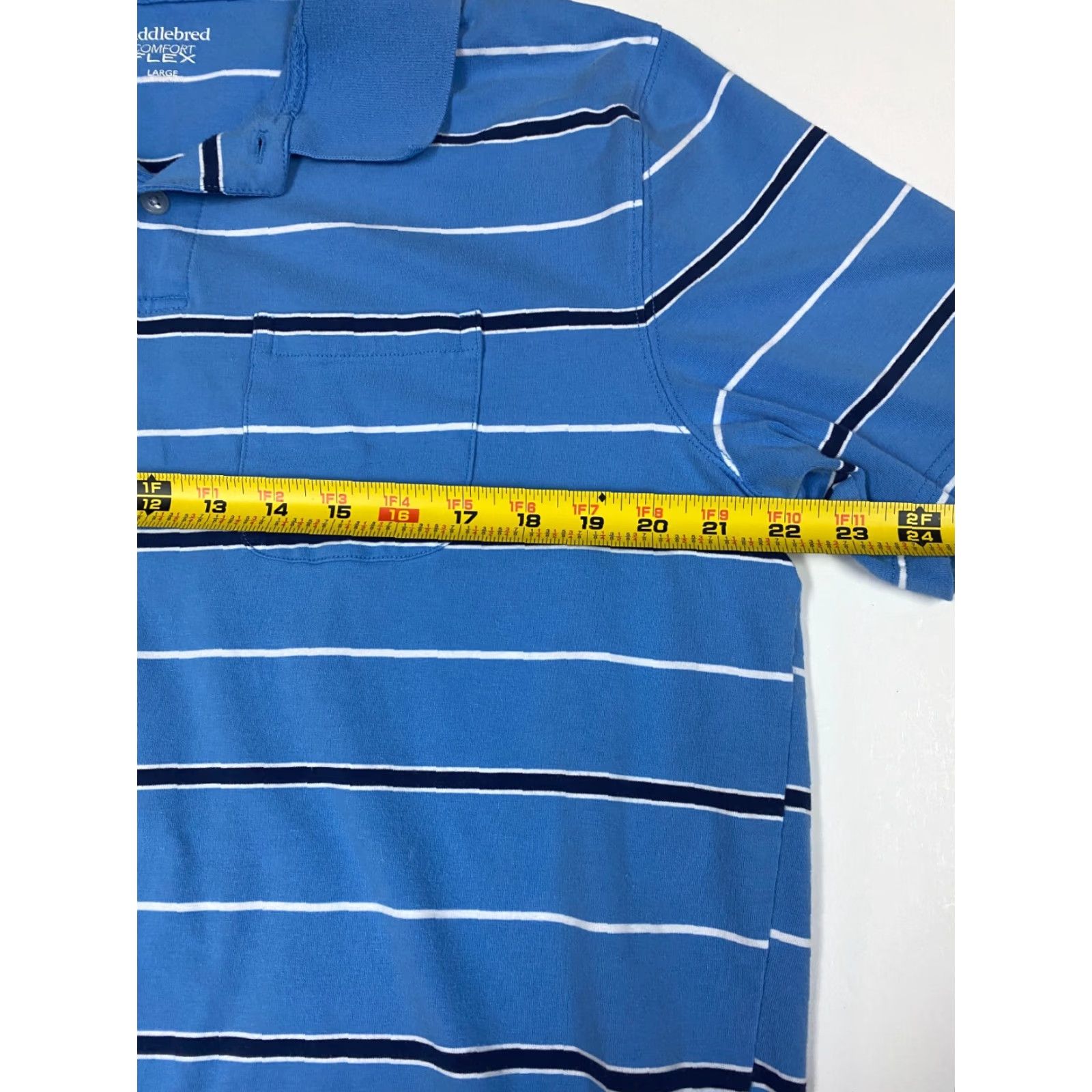 Vintage Saddlebred Polo Shirt Mens L Blue Striped Comfort Flex Polo Golf Short Sleeve Size US L / EU 52-54 / 3 - 6 Thumbnail