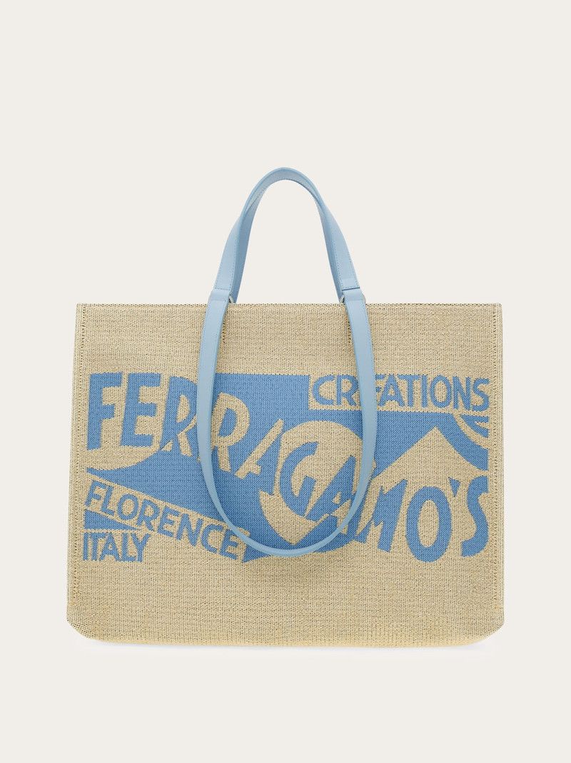 Salvatore Ferragamo o1s1rm0526 Size : OS / Tote Bag in Beige/Blue Size ONE SIZE - 1 Thumbnail