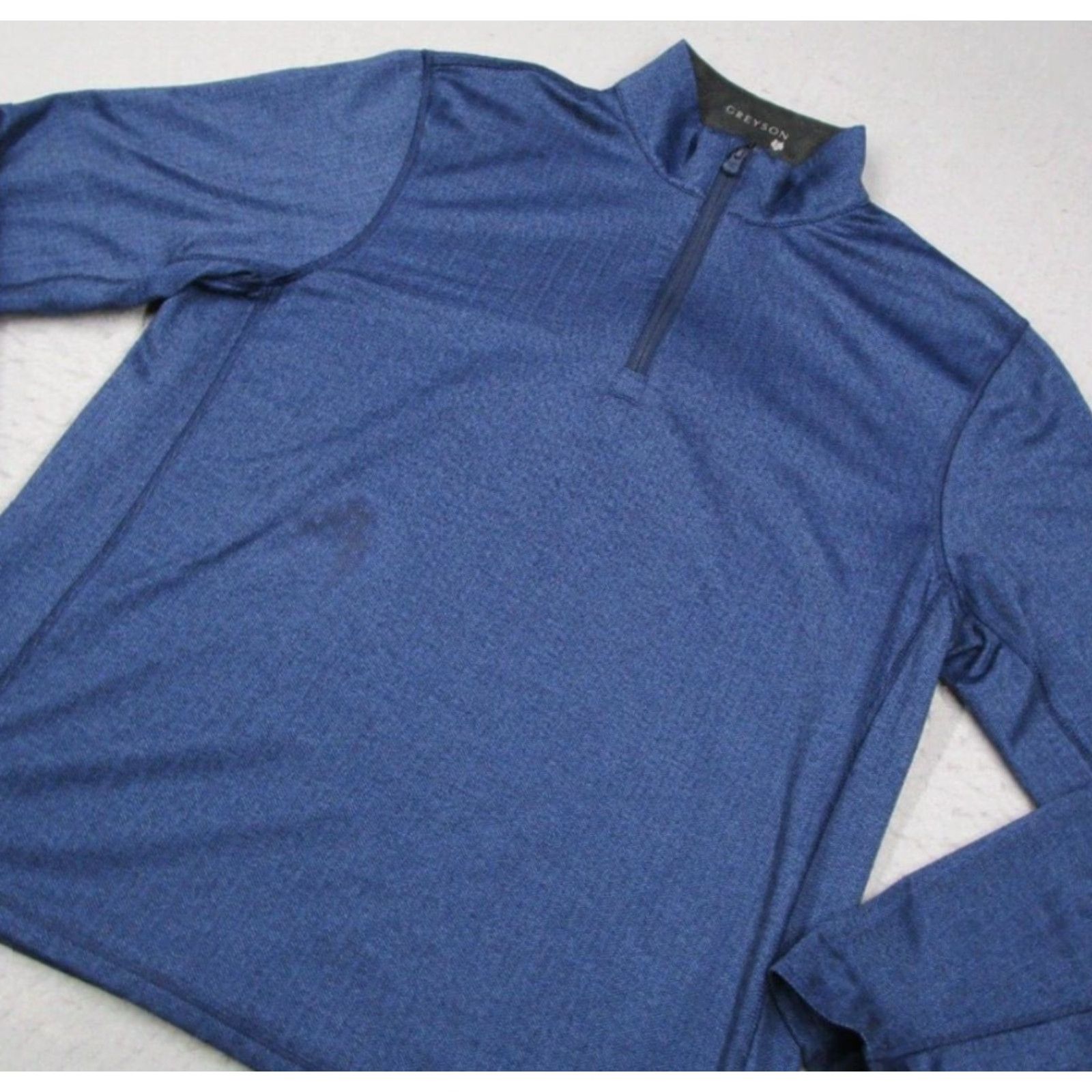 Vintage Greyson Jacket Mens Large Blue 1/4 Zip Herringbone Pullover Wolf Golf FLAW* Size US L / EU 52-54 / 3 - 2 Thumbnail