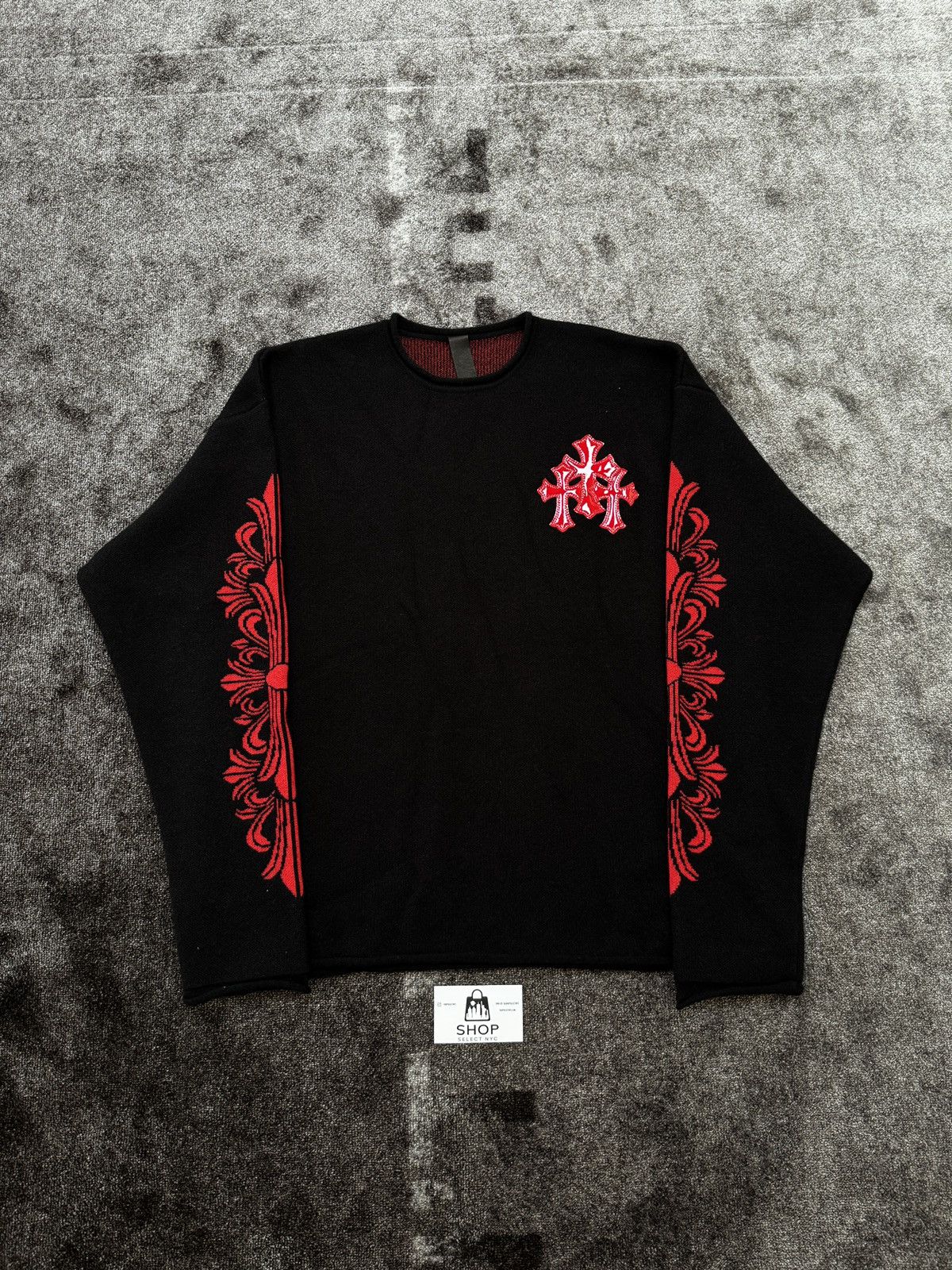 Chrome Hearts BRAND NEW CHROME HEARTS PATENT LEATHER CROSS PATCH CREWNECK Size US M / EU 48-50 / 2 - 1 Thumbnail