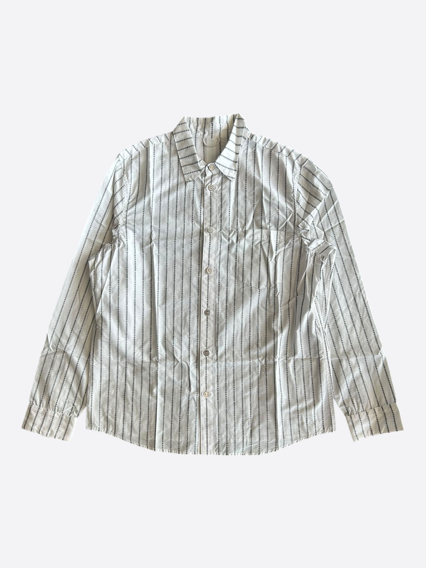 White & Black Loose Ends Pinstripe Button Up Shirt