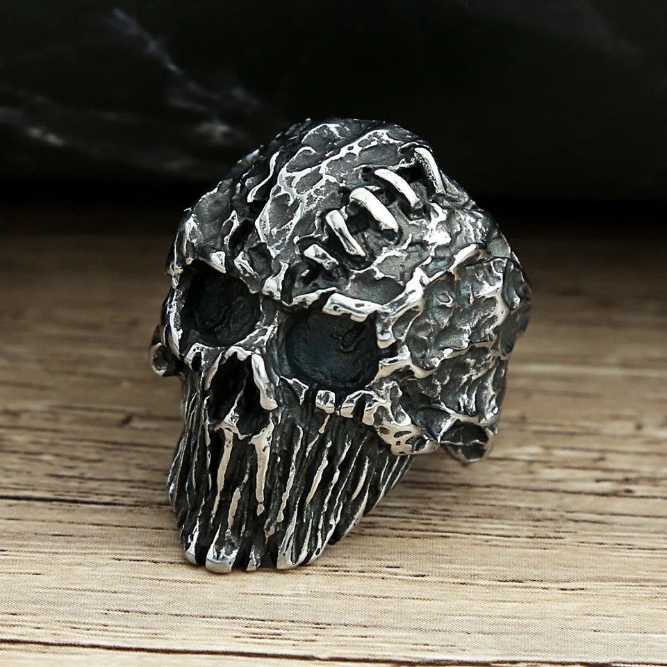 Vintage Black Devil Face Skull Rings Size ONE SIZE - 1 Thumbnail