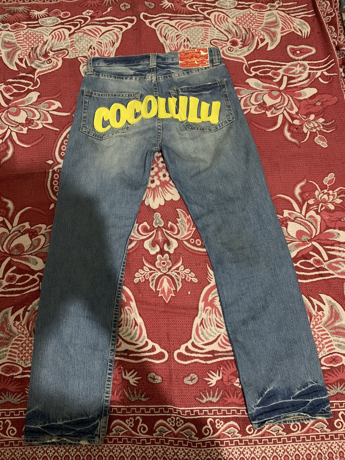 Designer Co&Lu COCOLULU embroidery spellout logo jeans🔥