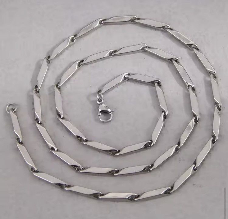 Jewelry Punk Shine Bars Slant Cut Silver Necklace Unique Size ONE SIZE - 3 Thumbnail