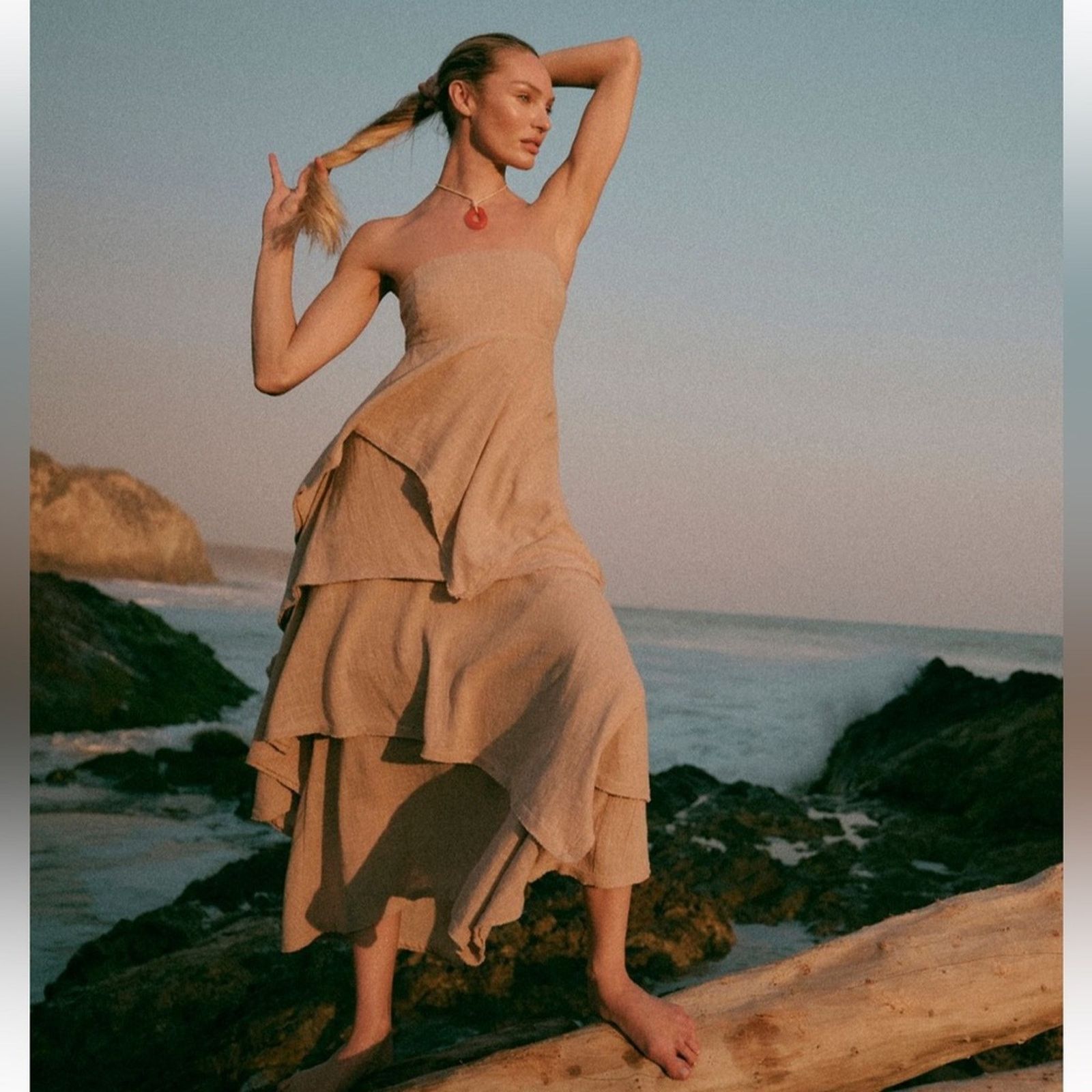 NWT Free People Seraina maxi dress in Mushroom bloom(tan)