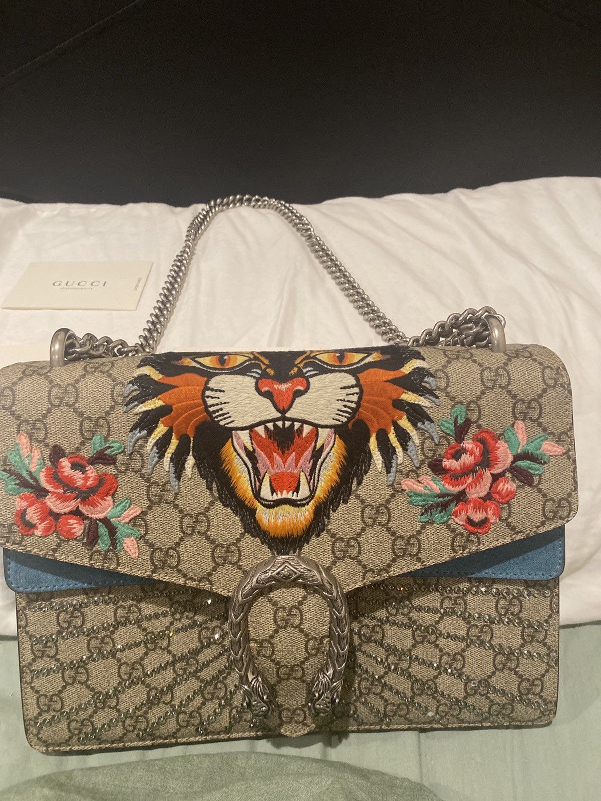 Gucci GG Supreme Monogram Angry Cat Embroidered Dionysus bag. Size ONE SIZE - 6 Thumbnail