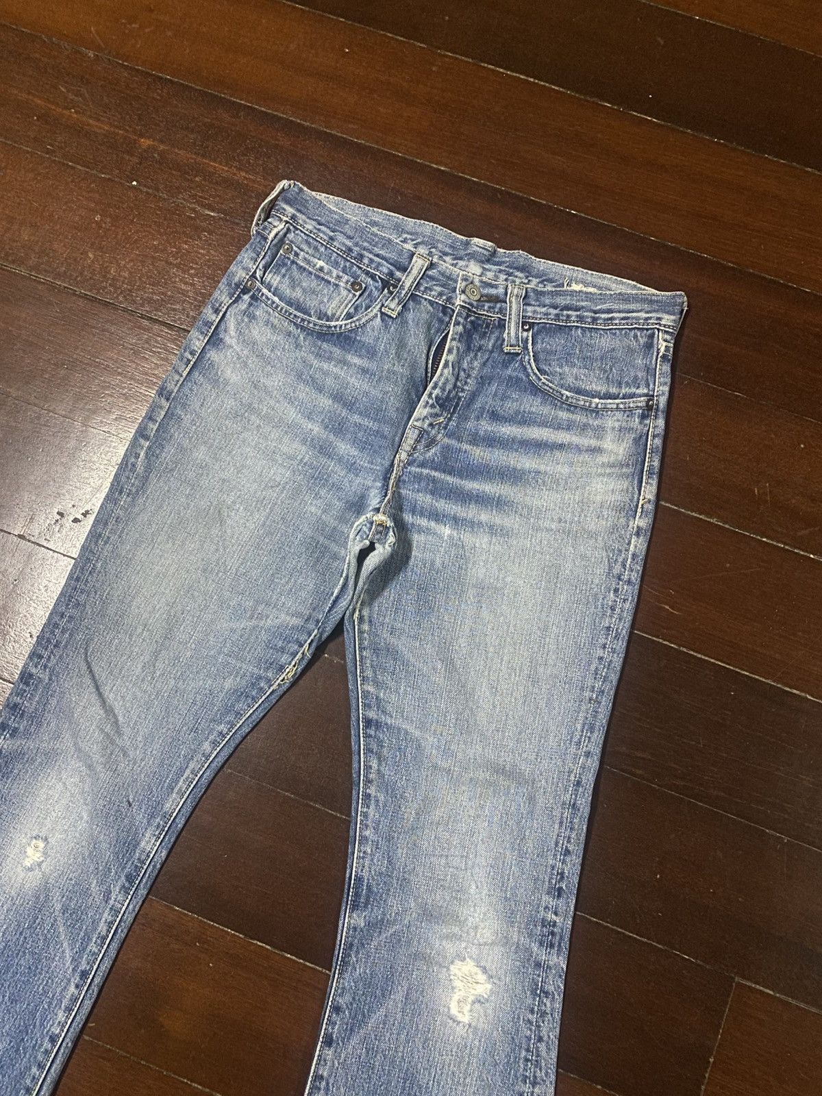 Sugar Cane Vintage sugar cane denime mud wash wide bootcut distressed Size 31" - 5 Thumbnail