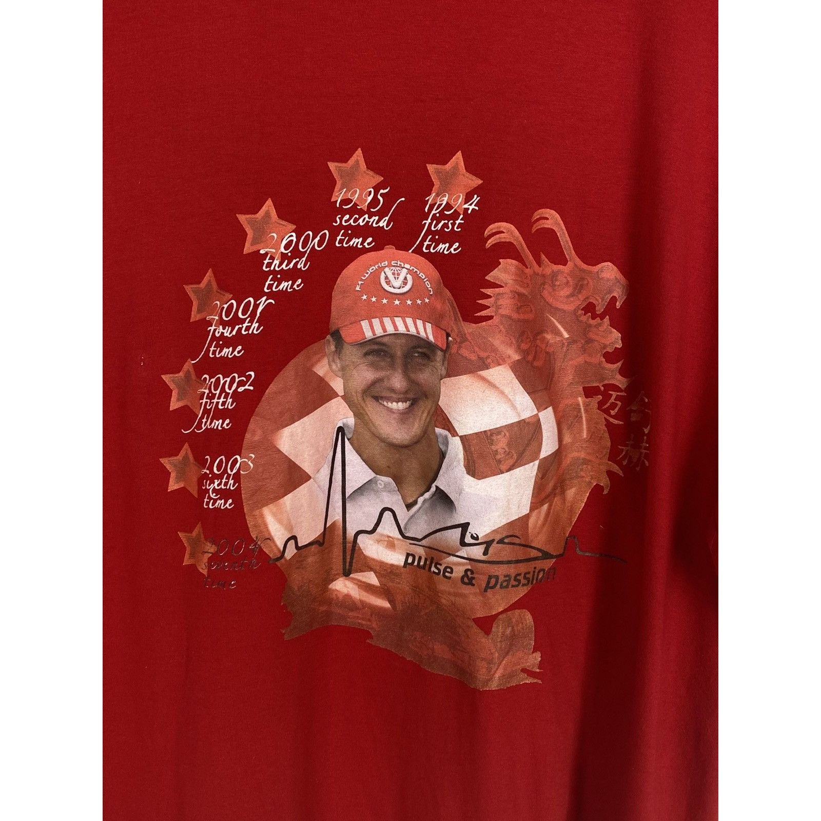Vintage 00s Vintage Michael Schumacher 7 Times Winner Dragon Tee Size US XL / EU 56 / 4 - 3 Thumbnail