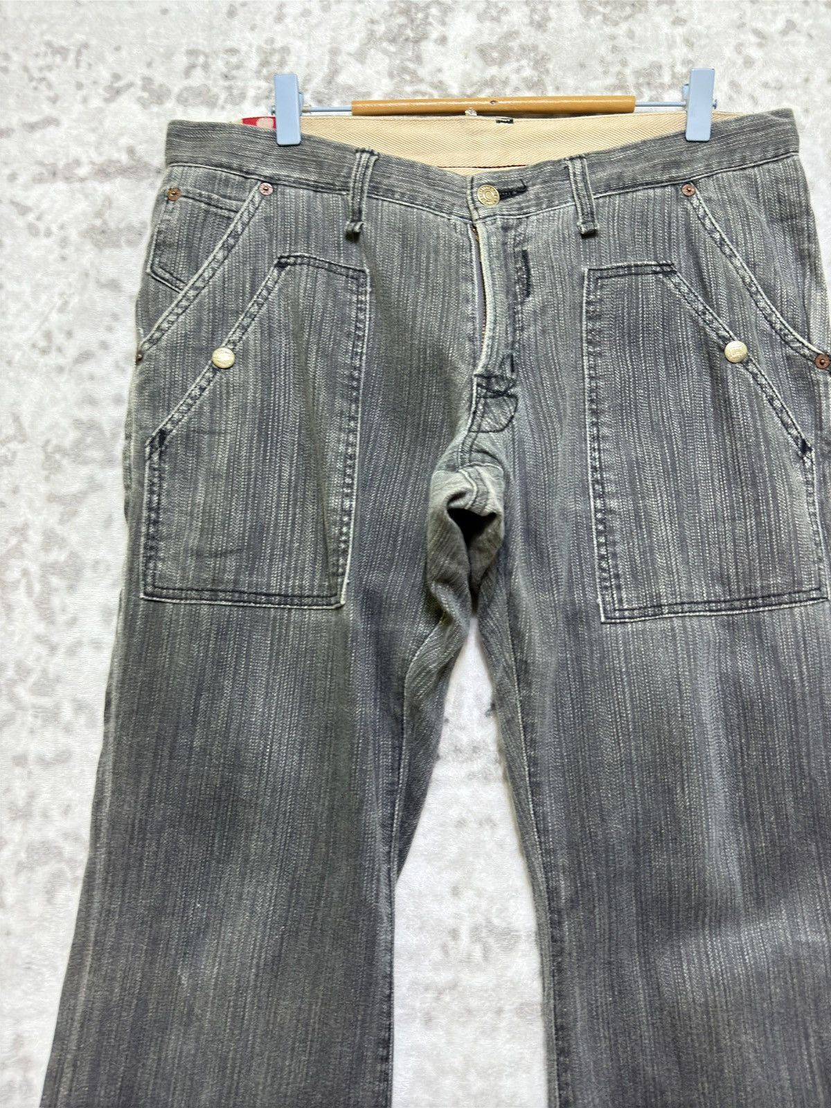 Japanese Brand Vintage Blueway Pinstriped Double Pocket Worker Style Size US 36 / EU 52 - 4 Thumbnail