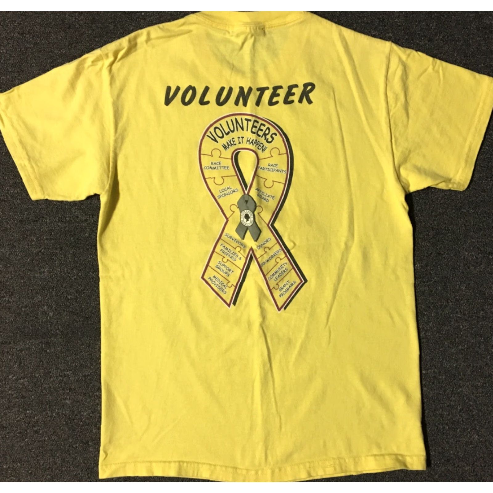 Hanes VINTAGE Yoplait Race For The Cure Marathon Volunteer Shirt S Breast Cancer Awareness Men Yellow Graphic Tee 90s Ribbon Ultra Retro Cups? Size US S / EU 44-46 / 1 - 2 Thumbnail