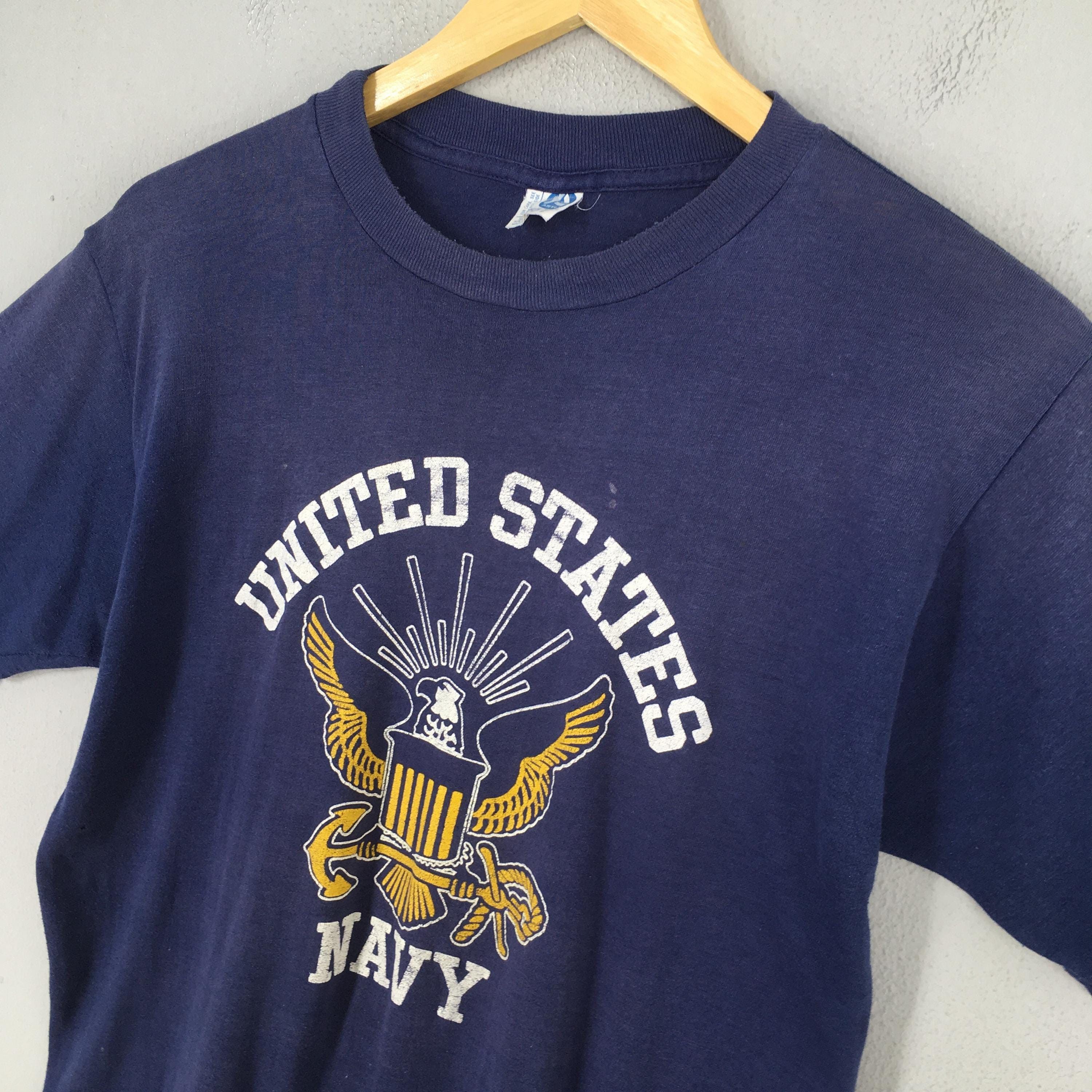Naval Clothing Factory Vintage 1980s Artex United States Navy Blue Tshirt Large Size US L / EU 52-54 / 3 - 3 Thumbnail