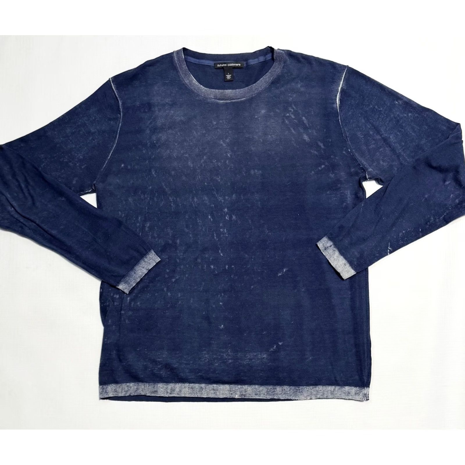 Autumn Cashmere Autumn Cashmere Sweater Mens Large Blue Cotton Cashmere Crewneck Lightweight Size US L / EU 52-54 / 3 - 2 Thumbnail