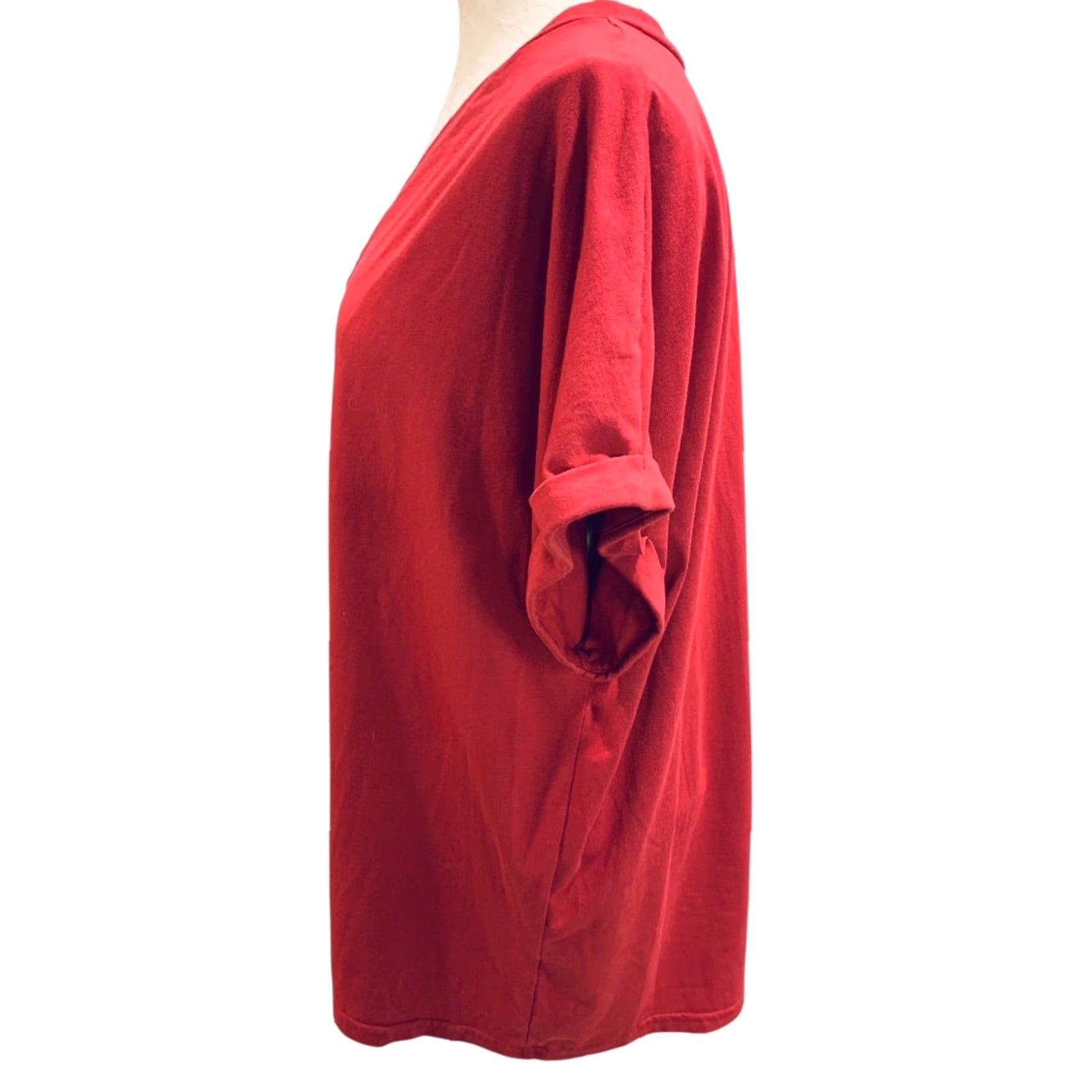 Vintage VINTAGE XXL Womens Red Short Sleeve Tshirt Button Embellished V-Neck Pullover Size XXL / US 16-18 / IT 52-54 - 5 Thumbnail