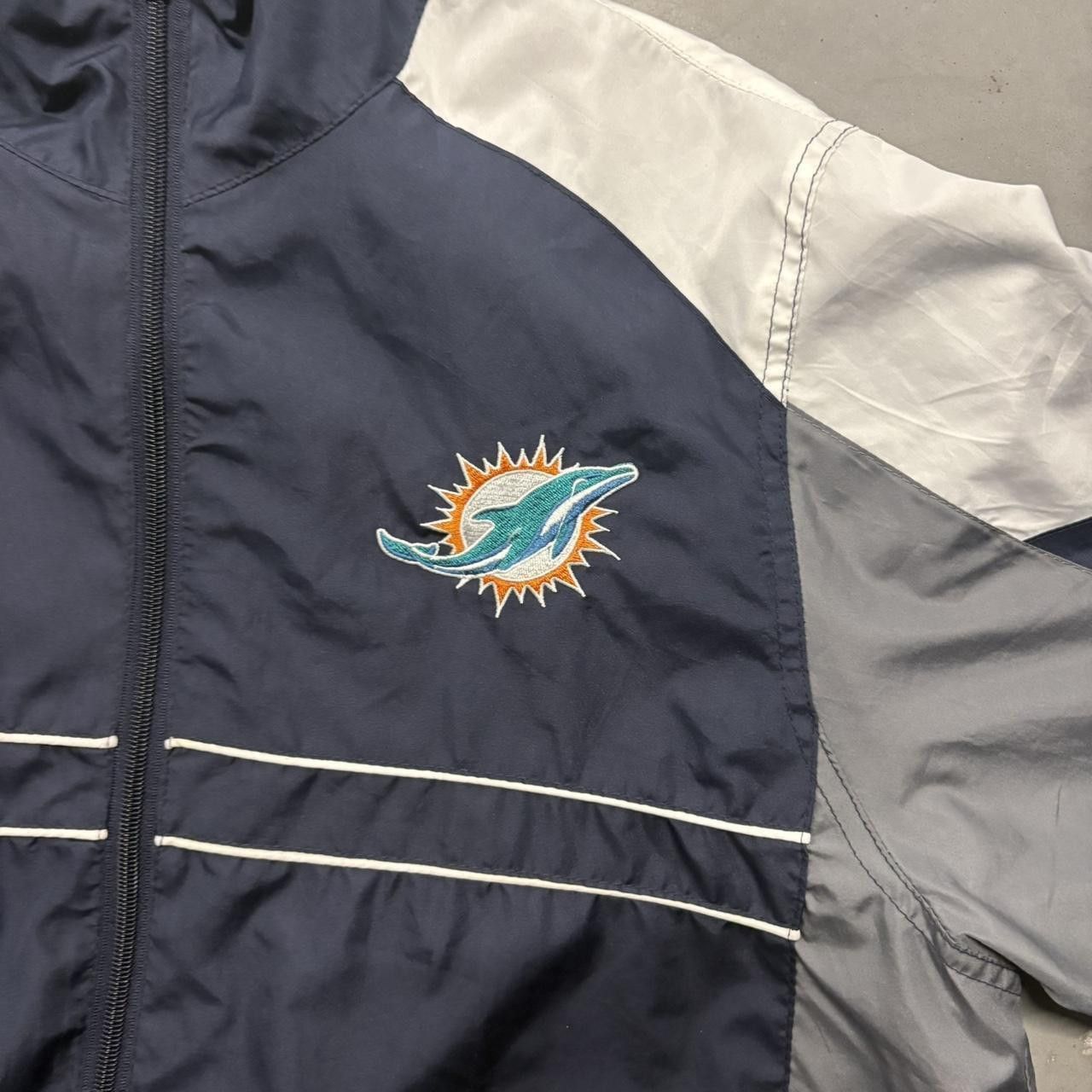 NFL Crazy Vintage Y2K/2000s Miami Dolphins Blue Zipup jacket Sports Illustrated Windbreaker! Size US L / EU 52-54 / 3 - 2 Thumbnail