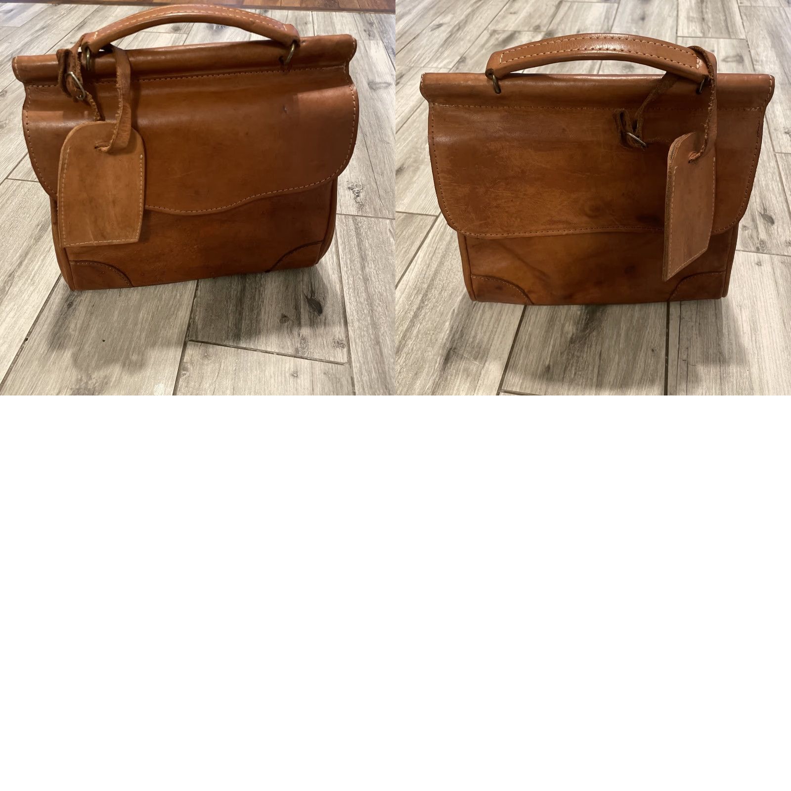 Vintage VINTAGE Tan Cognac Leather Messenger Cross Body Bag Purse Lined Paraguay Women's Medium Tan Beige Crossbody Adjustable Strap Lined Size ONE SIZE - 10 Thumbnail