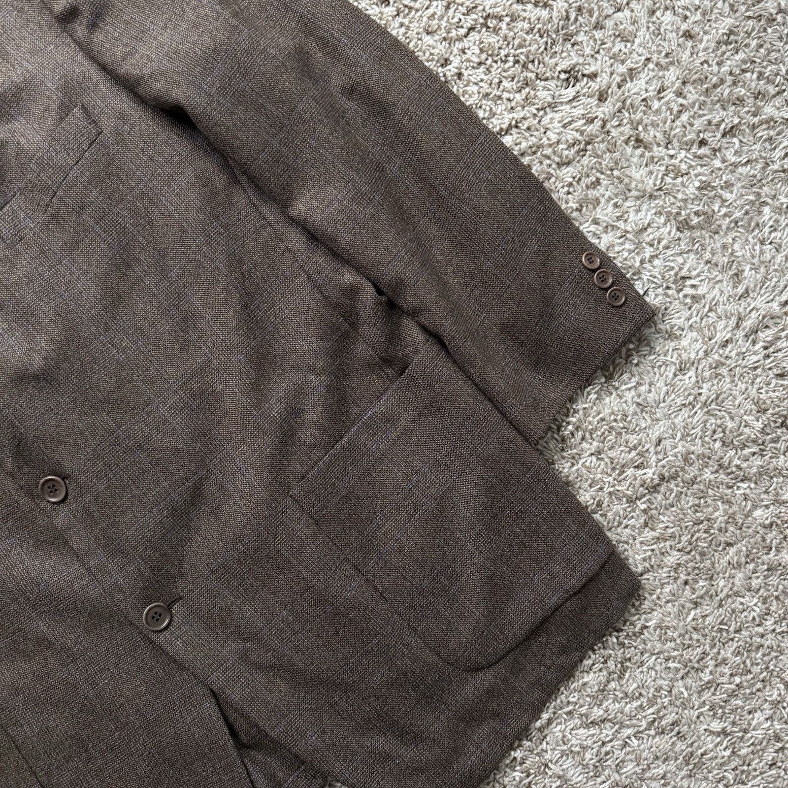 Ermenegildo Zegna × Vintage Ermenegildo Zegna Brown Plaid Suit Jacket 3 Button Wool 44R Size 44R - 8 Thumbnail