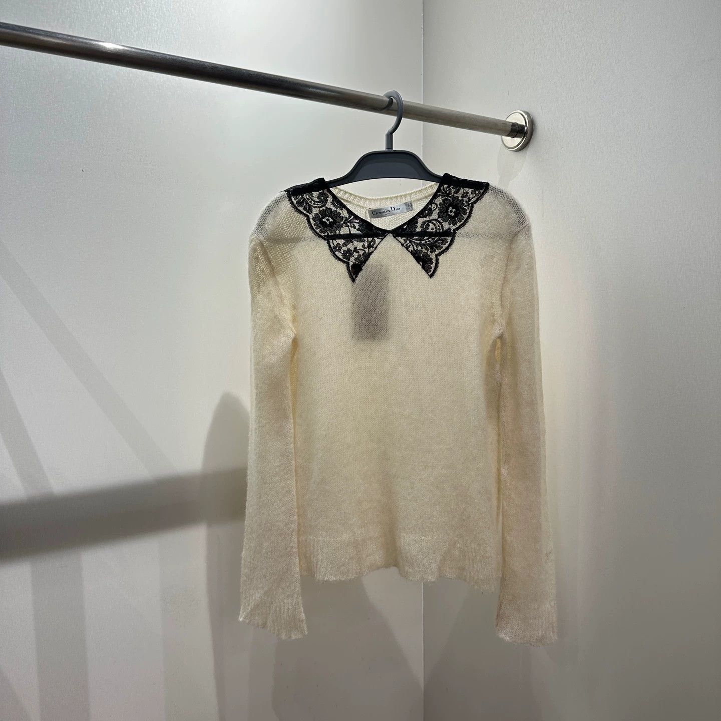 Christian Dior Monsieur Dior apr477 24FW lace-collar alpaca wool sweater 36 Size XS / US 0-2 / IT 36-38 - 1 Thumbnail