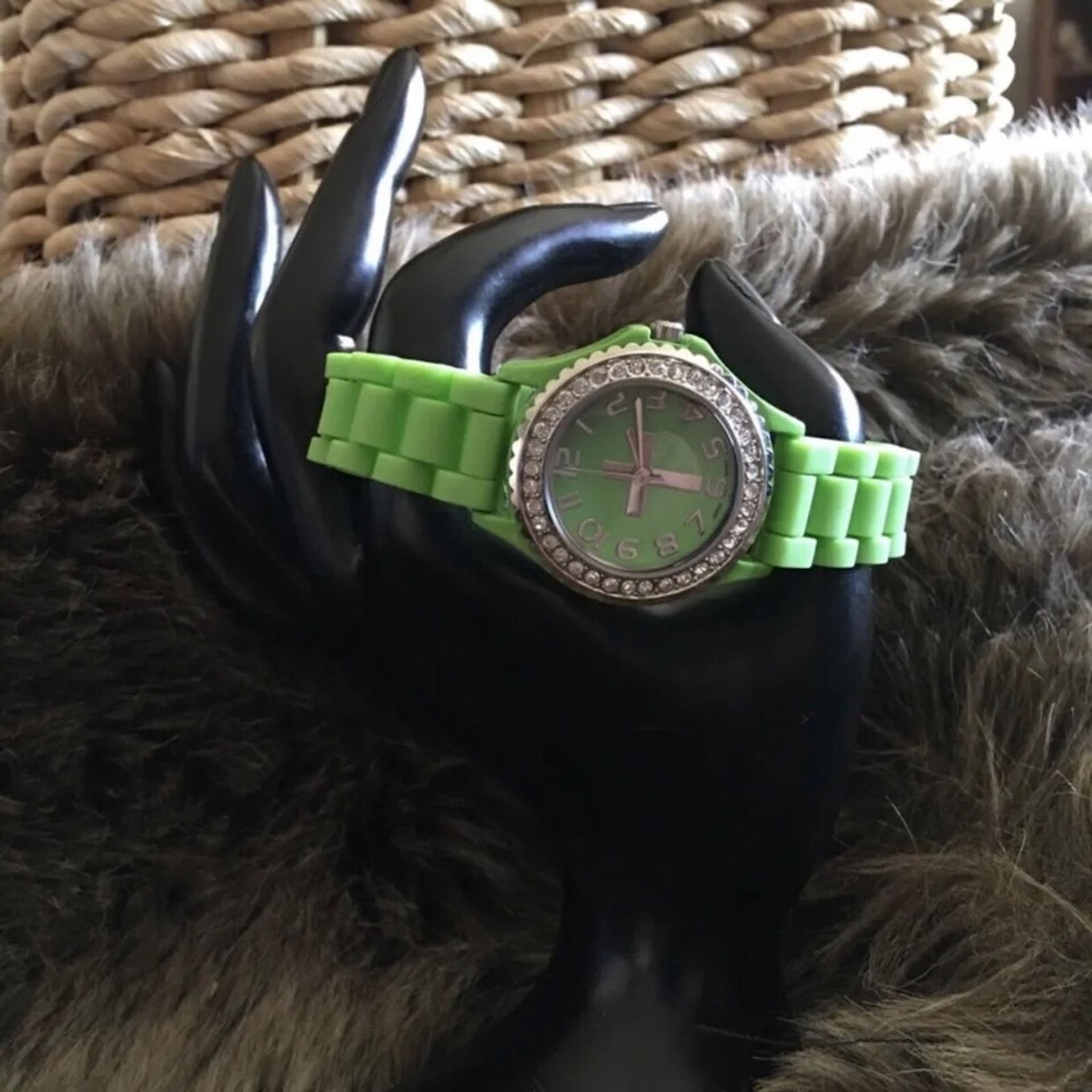 Geneva Ladies Geneva Platinum green silicone band watch Size ONE SIZE - 2 Thumbnail