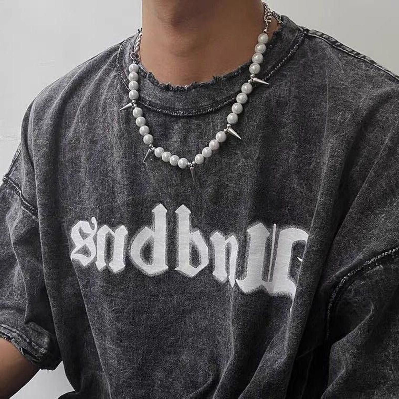 Jewelry Pearl Spiked Chain Necklace Size ONE SIZE - 2 Thumbnail