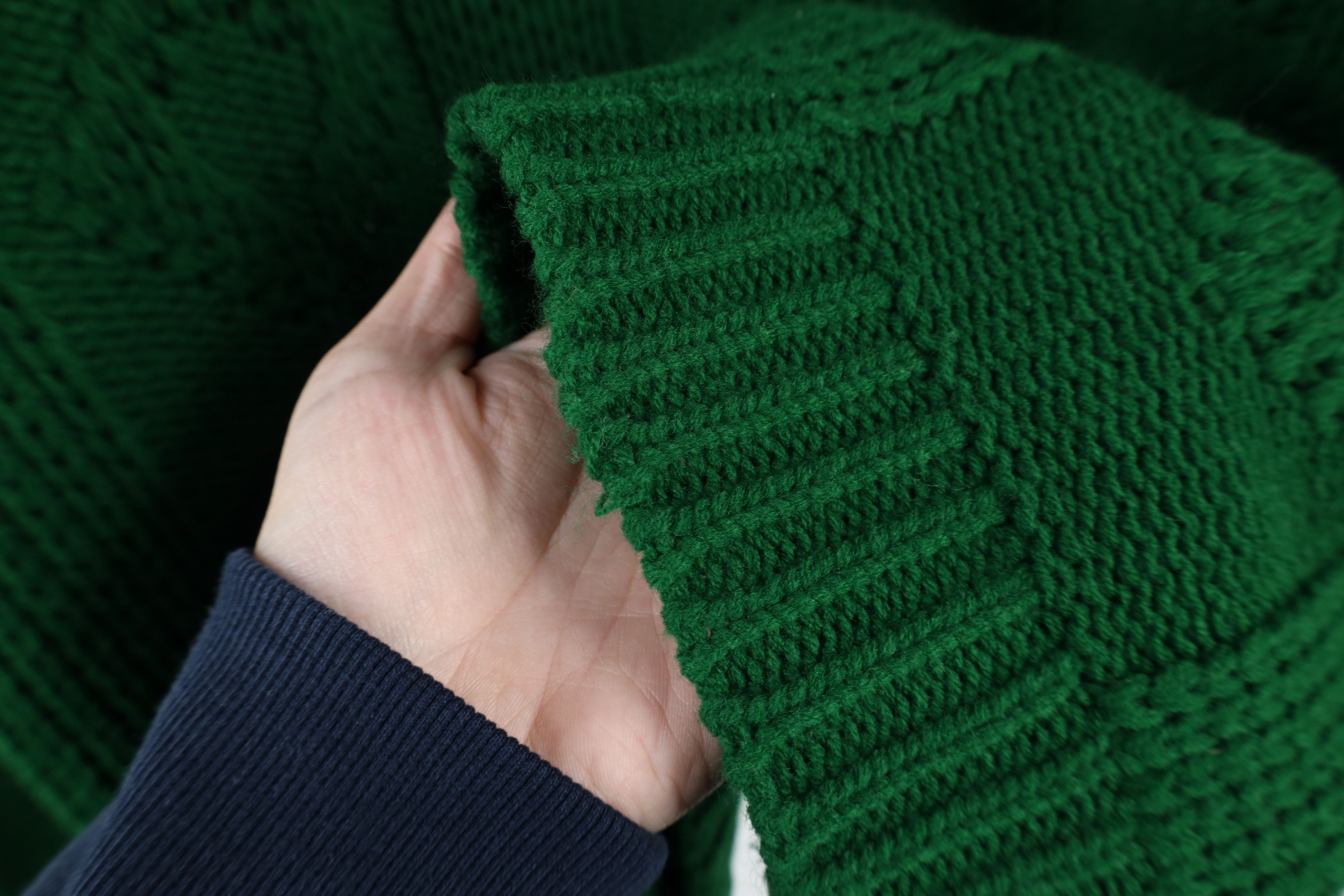 Vintage Vintage 70s Streetwear Ribbed Geometric Knit Sweater Green Size US L / EU 52-54 / 3 - 5 Thumbnail