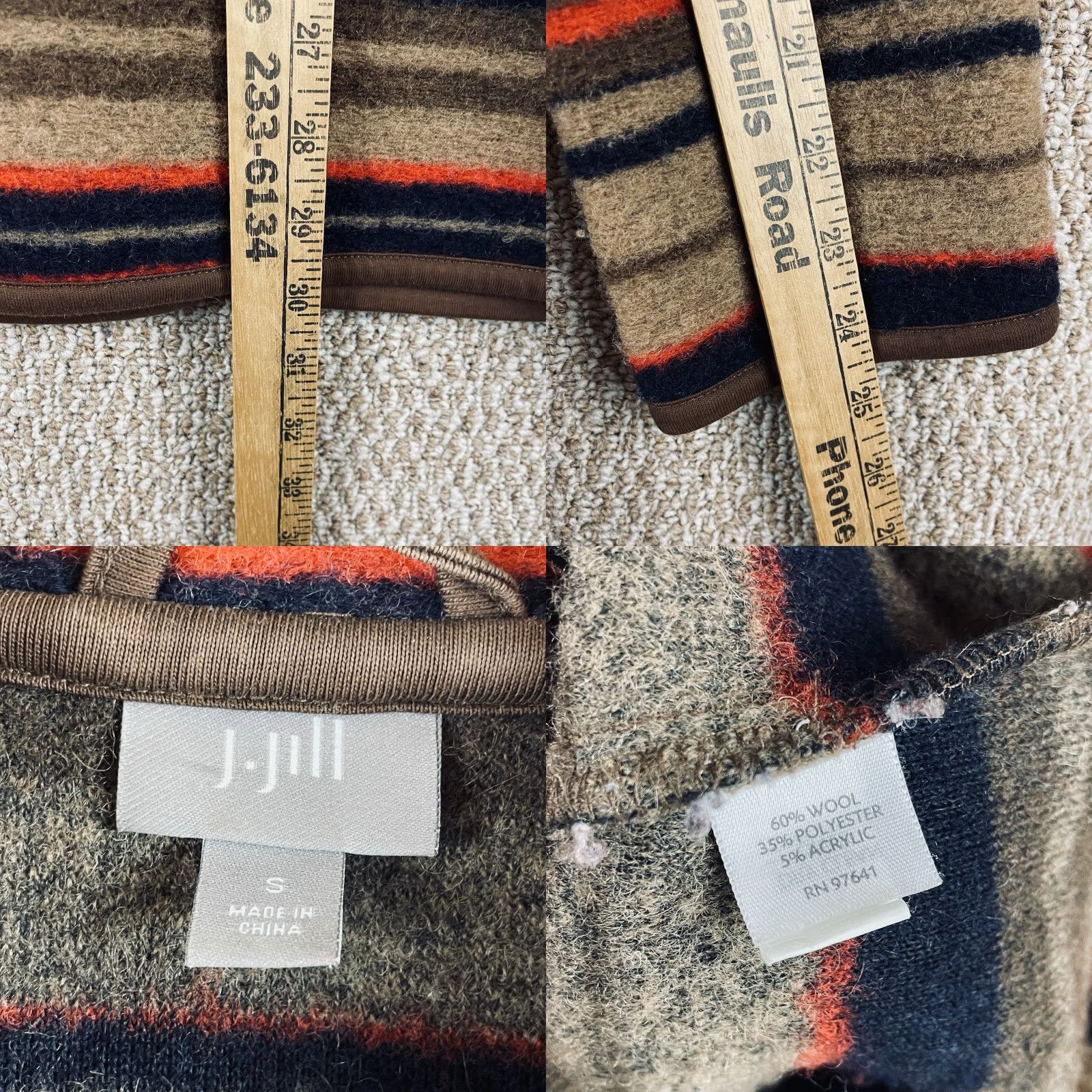 J. Jill J. Jill Coat Jacket Swing Wool Pockets Multicolor Colorful 60% Wool 35% Polyester 5% Acrylic Button Closure Regular Women Small R4 Size S / US 4 / IT 40 - 8 Thumbnail