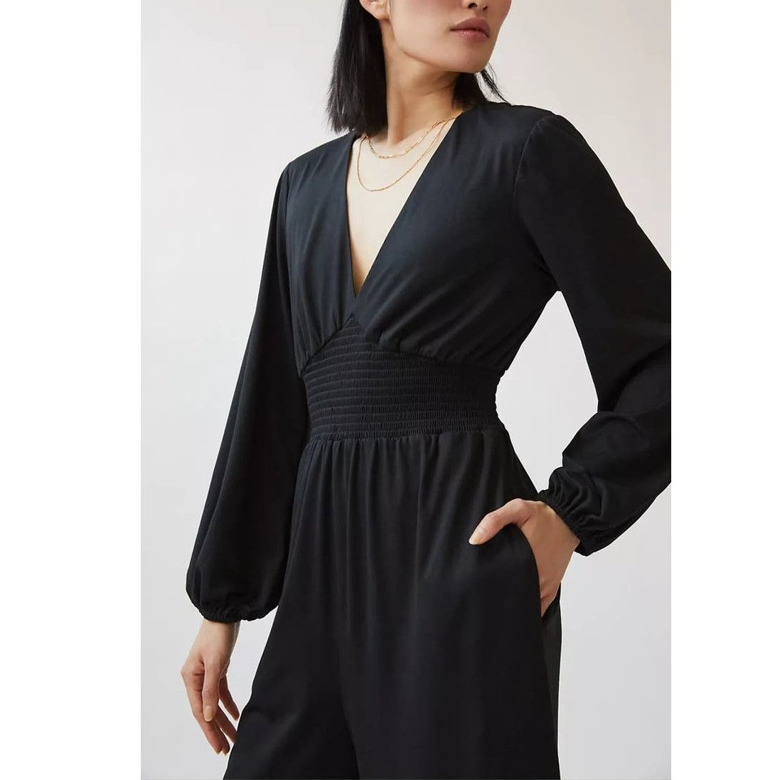 Anthropologie New Anthropologie Hutch Wide-Leg V-Neck Jumpsuit $170 SMALL Size 28" / US 6 / IT 42 - 3 Thumbnail