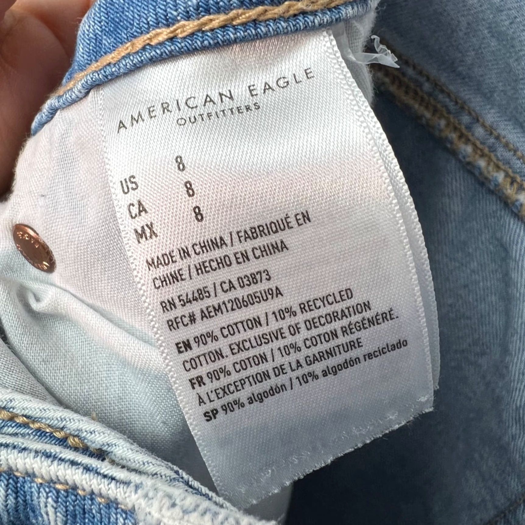 American Eagle Outfitters VINTAGE American Eagle Womens 8 Light Wash Denim Midi Skirt Straight Fit Blue Womens Size 30" / US 8 / IT 44 - 4 Thumbnail