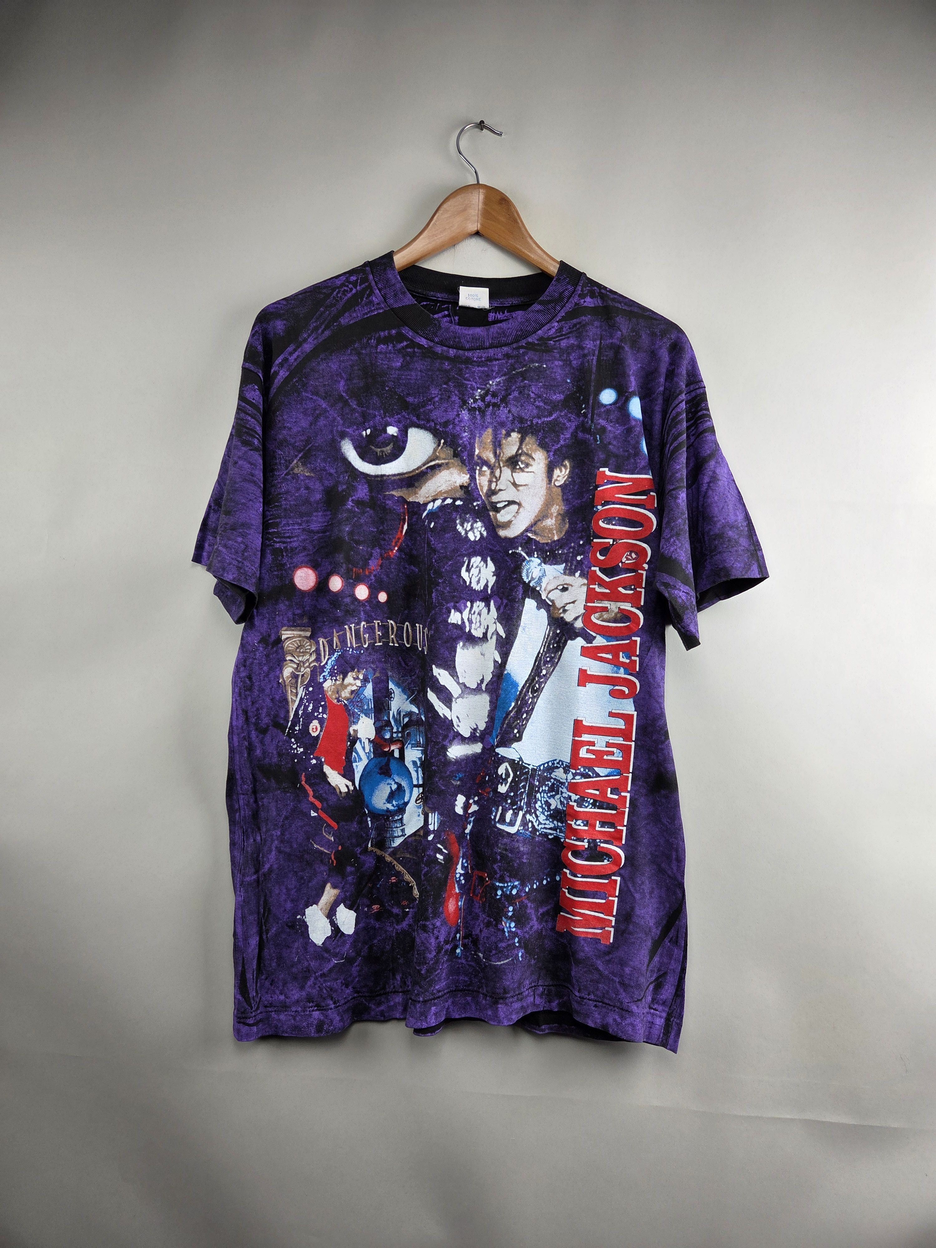 Band Tees × Michael Jackson × Vintage 1992 Michael Jackson Dangerous all over print XL Size US XL / EU 56 / 4 - 1 Thumbnail