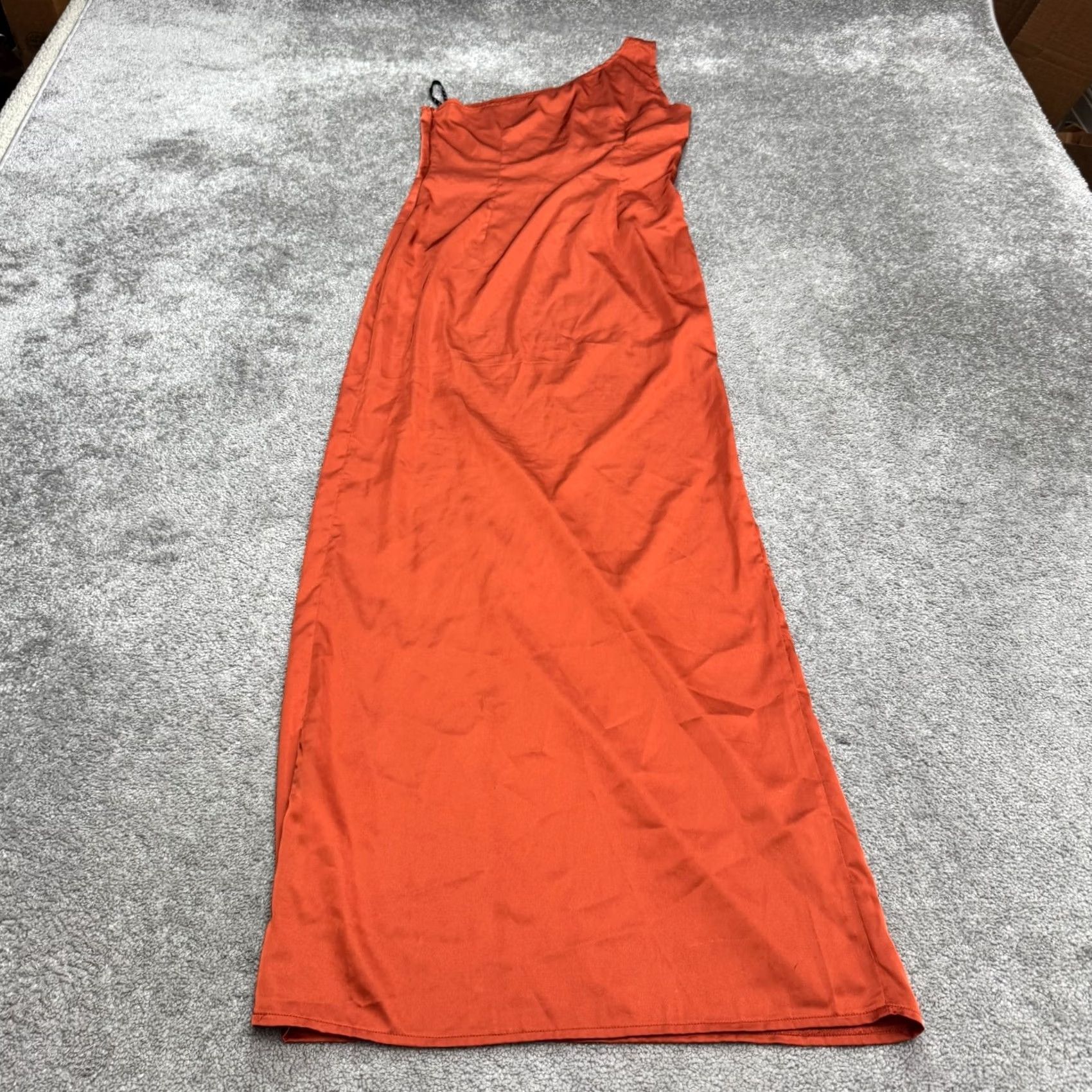Missguided Missguided Satin One Shoulder Twist Front Maxi Dress Womens 8 Orange Size M / US 6-8 / IT 42-44 - 3 Thumbnail