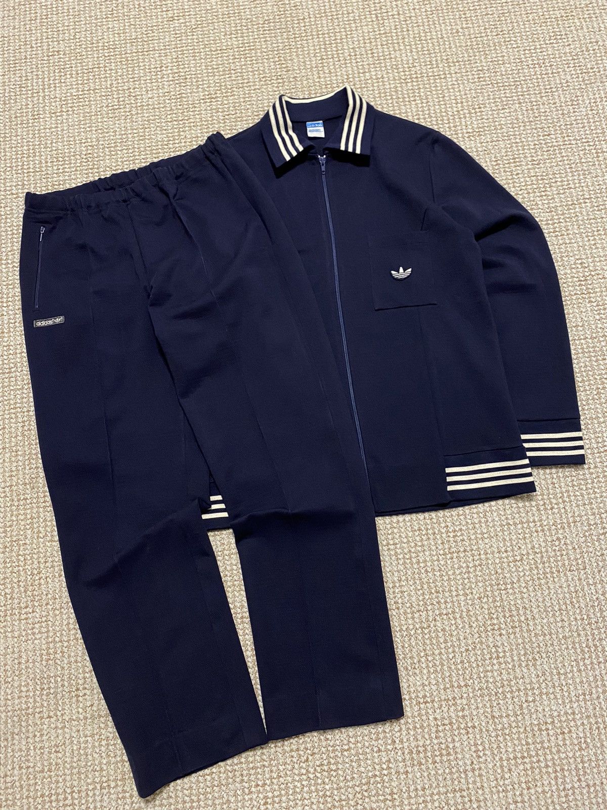image of Adidas Ein Schwahn Erzeugnis 70's Made In West Germany Suit in Bleu Navy, Men's (Size Medium)