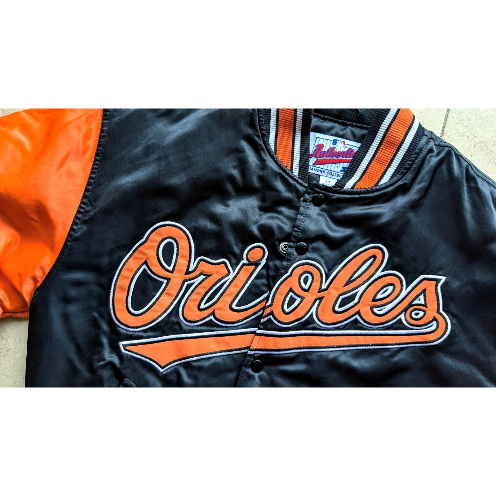 MLB × Starter Baltimore Orioles 90s satin bomber Diamond M black MLB vtg Size US M / EU 48-50 / 2 - 3 Thumbnail