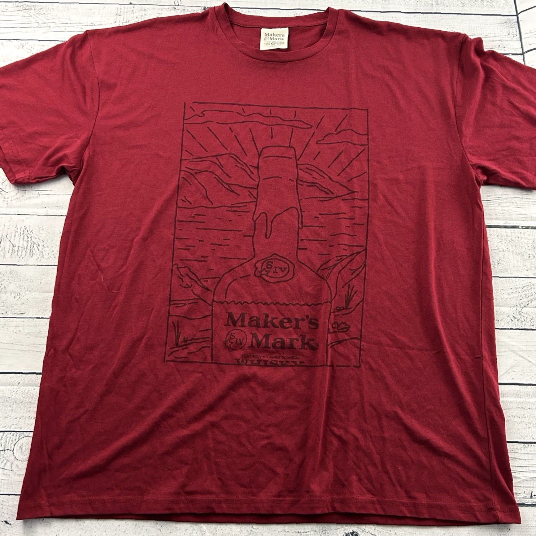 Vintage Maker's Mark Bourbon Short Sleeve T Shirt Men's 2XL Red Size US XXL / EU 58 / 5 - 2 Thumbnail