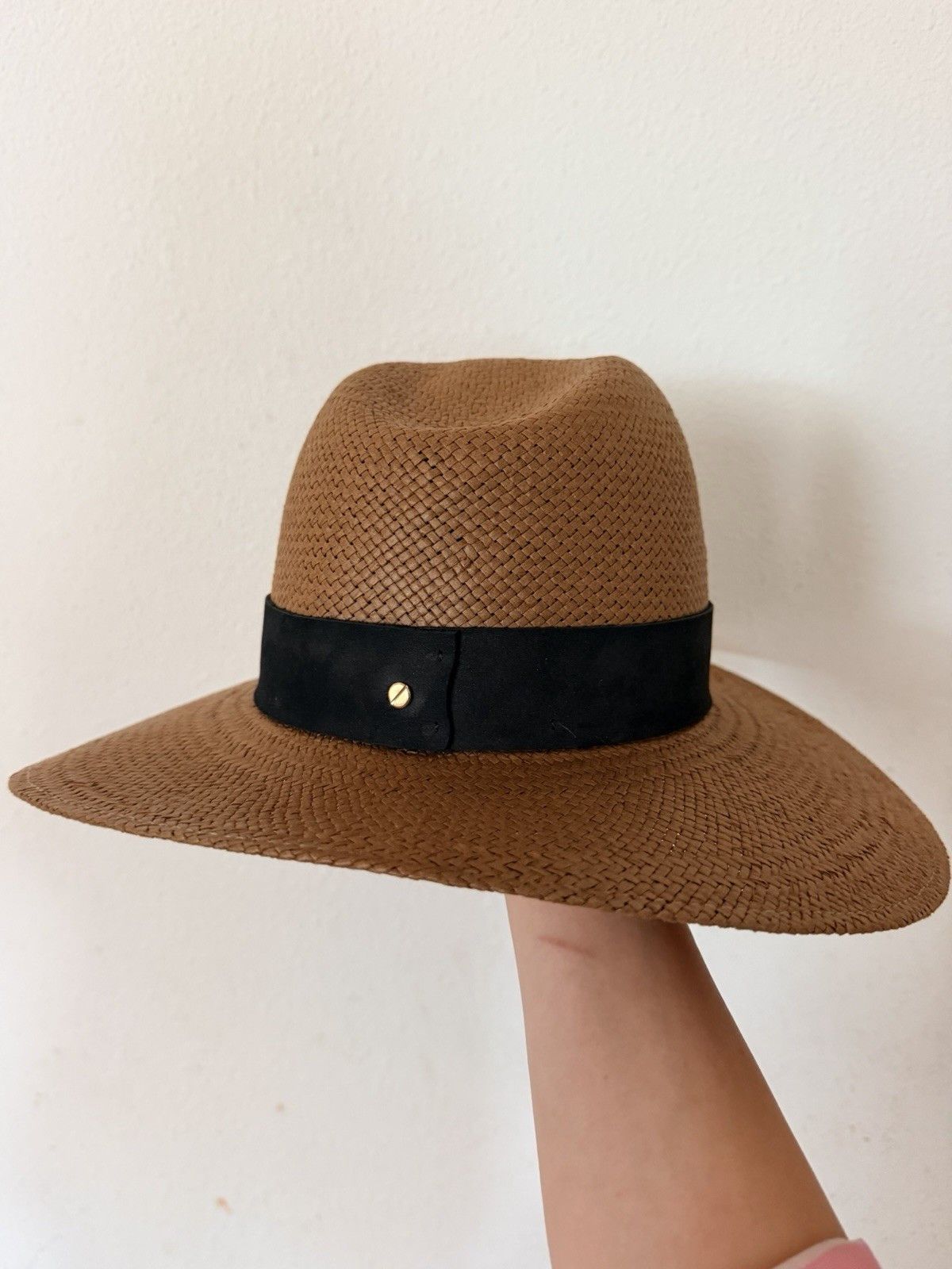 Janessa Leone Brown 100% Wool‎ Fedora Hat - Medium - Made In USA Western Janessa Leone Corbin Brown Straw Fedora Hat M 57cm USA main image 4