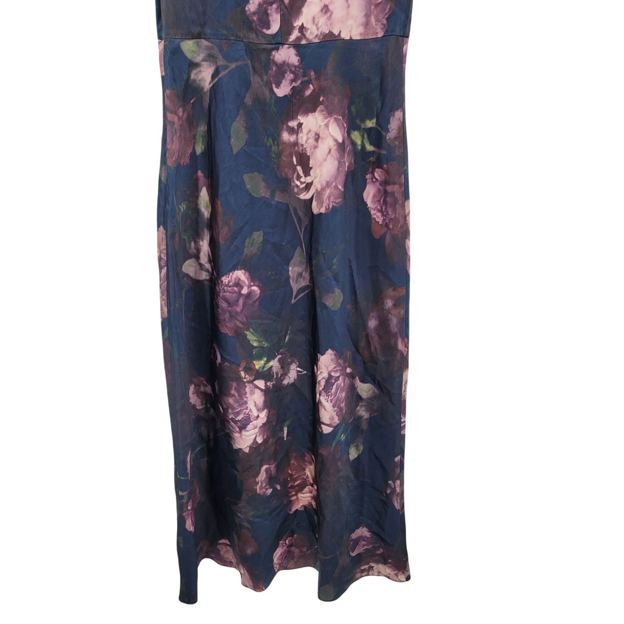 Vince Vince Night Garden Print Satin Square Neck Slip Maxi Dress S Size S / US 4 / IT 40 - 4 Thumbnail